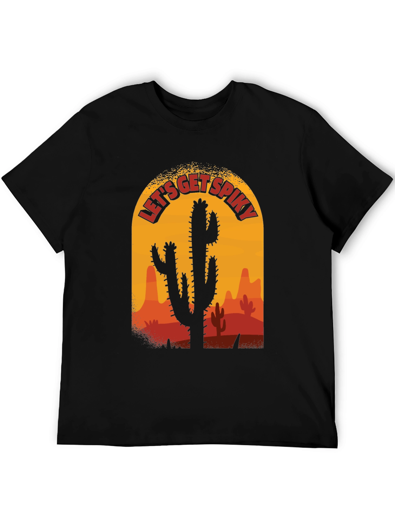 Black Let's Get Spiky Cactus T-Shirt view 5