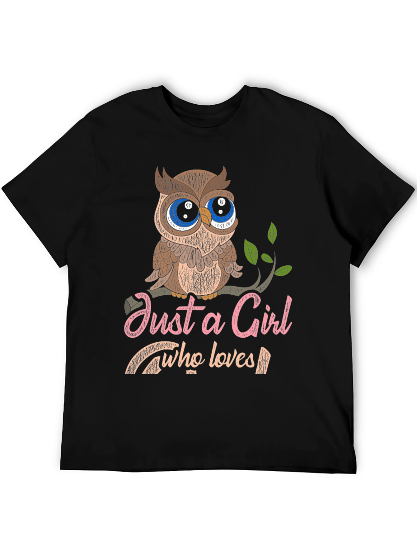 Black Just a Girl Who Loves Owls Graphic T-Shirt view 5