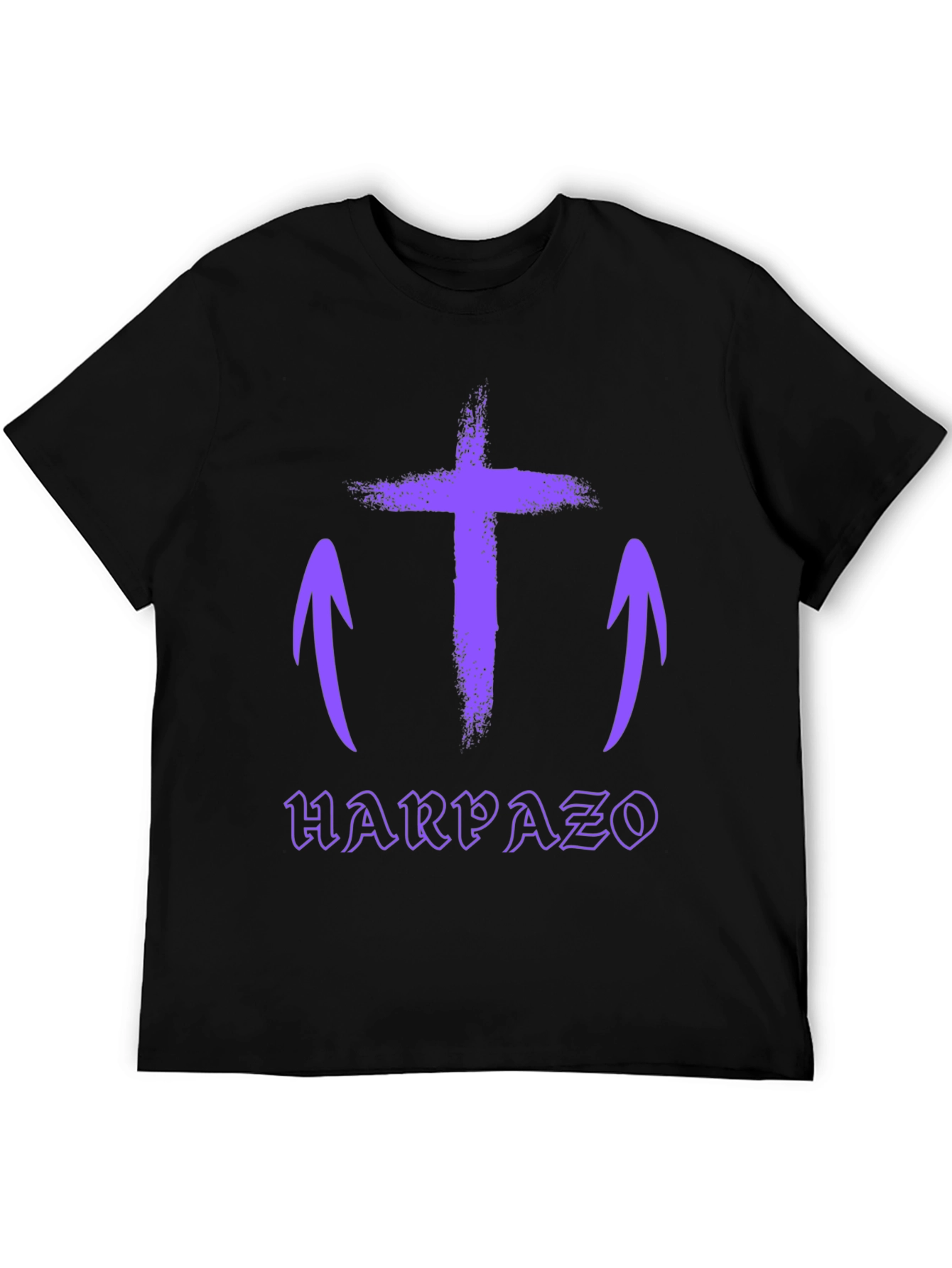 Black Grunge Cross Graphic Tee - Harpaso Black T-Shirt view 5