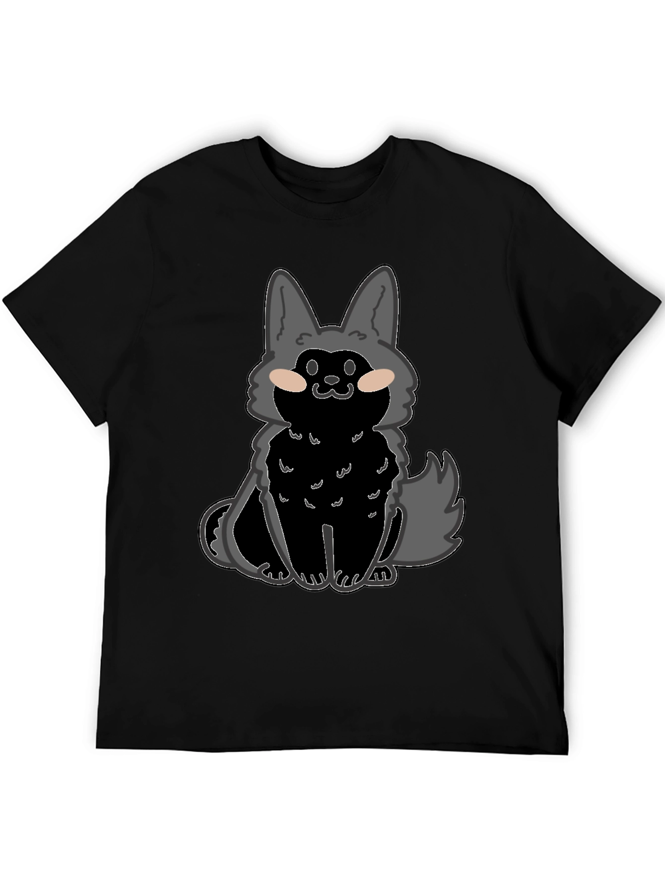 Black Cartoon Wolf Graphic T-Shirt view 5