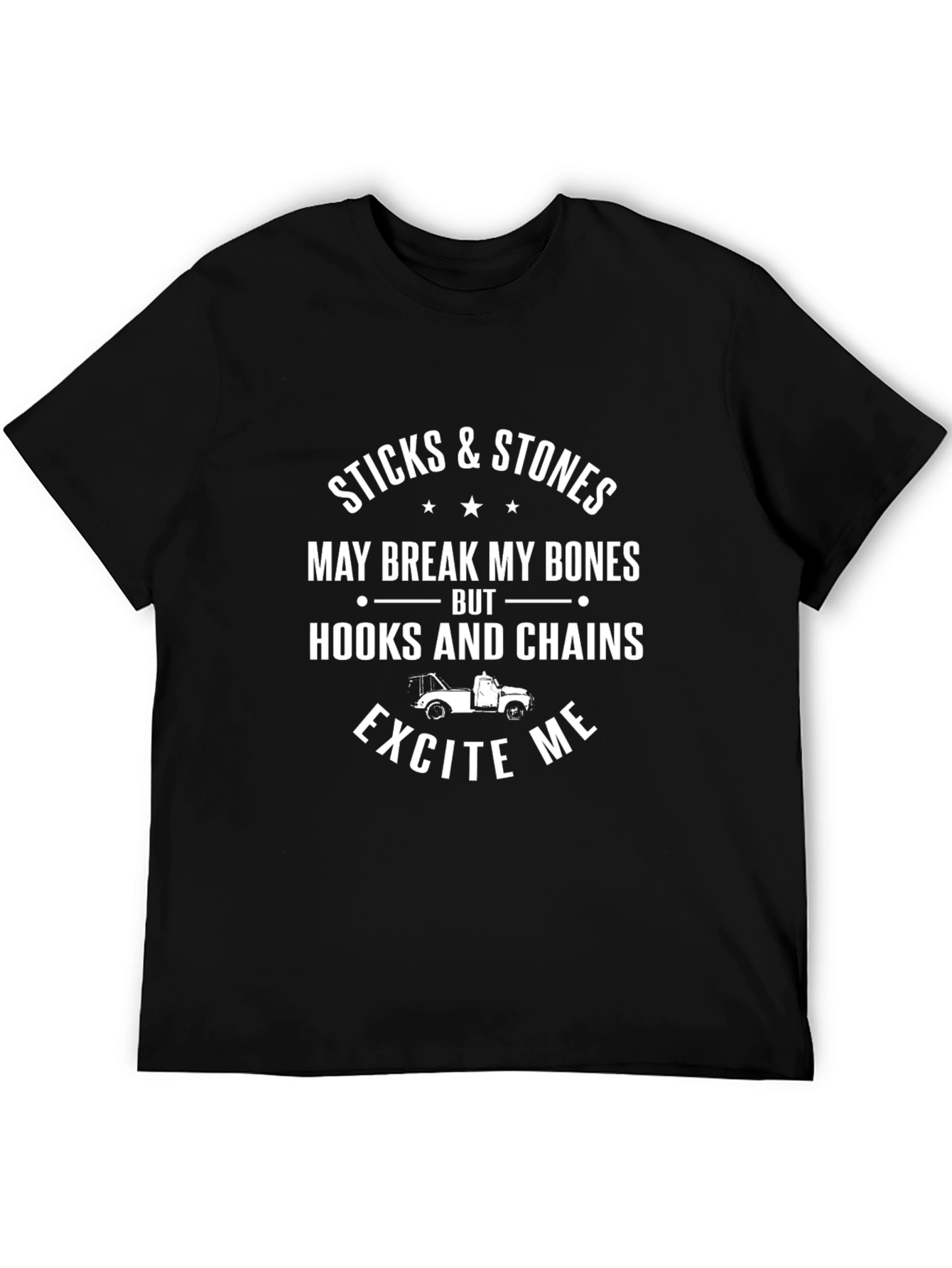 Black Sticks & Stones Funny Tow Trucker T-Shirt view 5