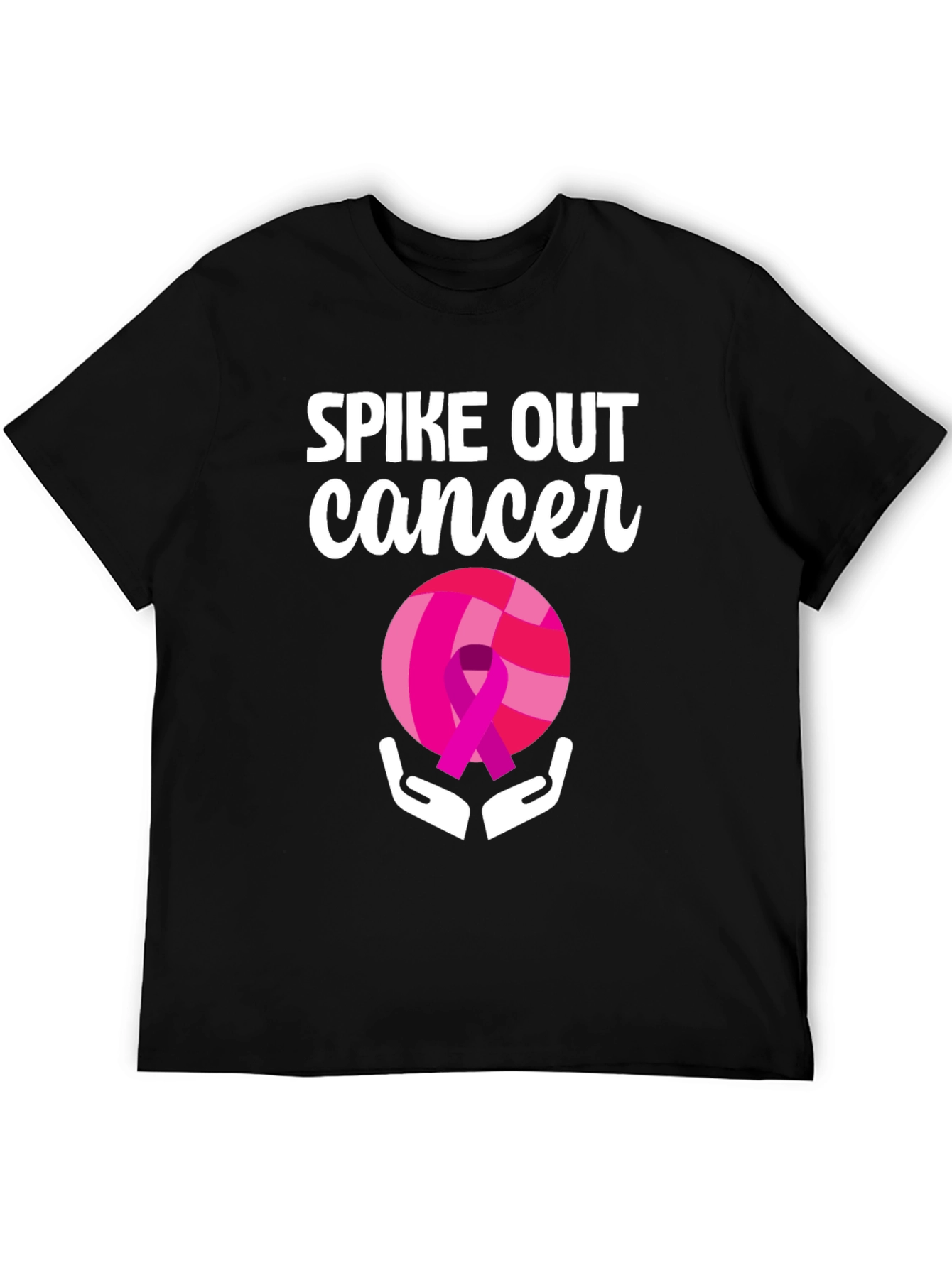 Black Spike Out Cancer Volleyball T-Shirt view 5