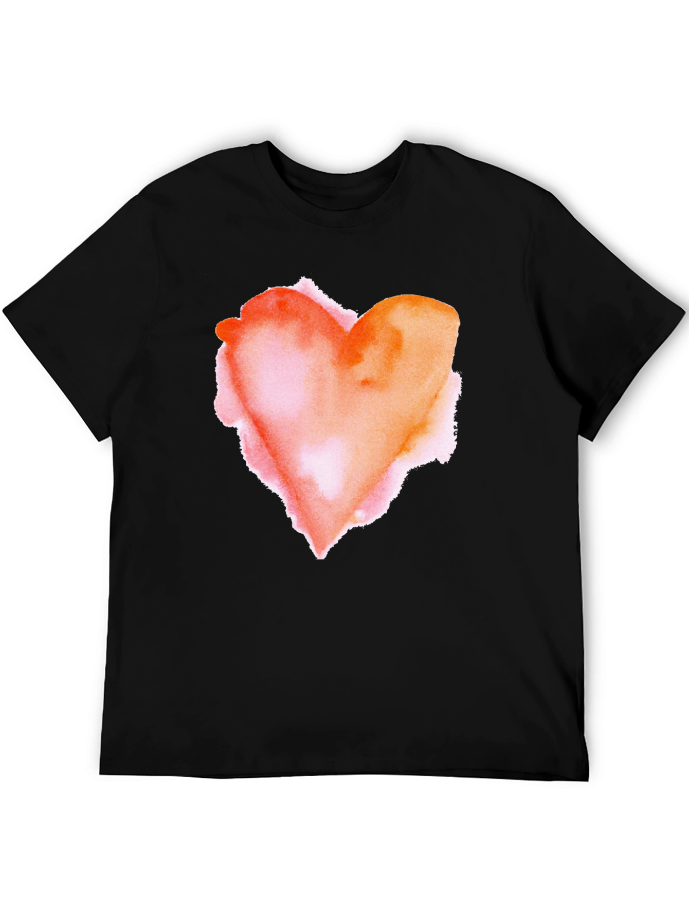 Black Watercolor Heart Graphic Tee - Soft Black Cotton Blend view 5