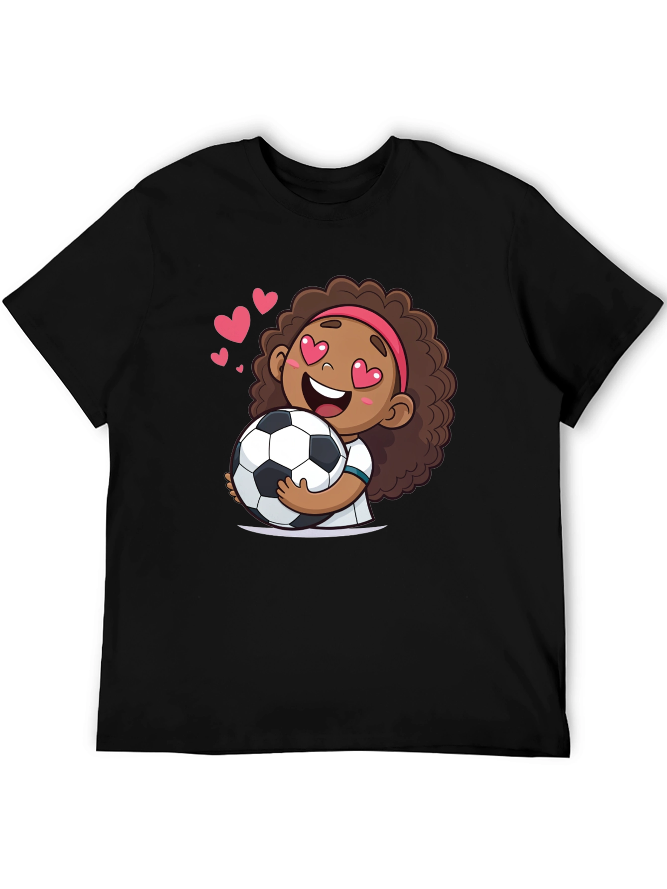 Black Cute Soccer Girl T-Shirt view 5