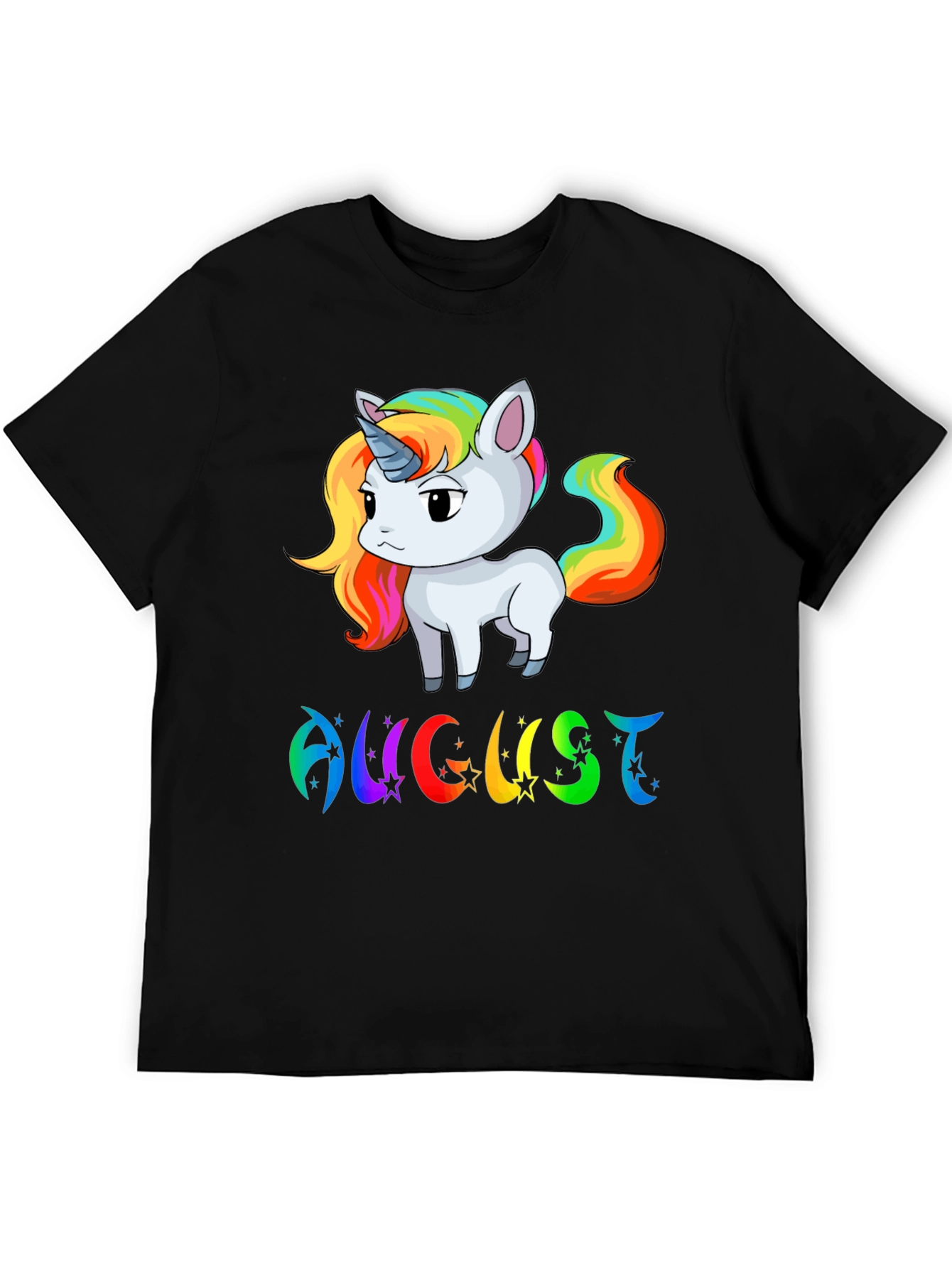 Black August Unicorn Birthday T-Shirt view 5