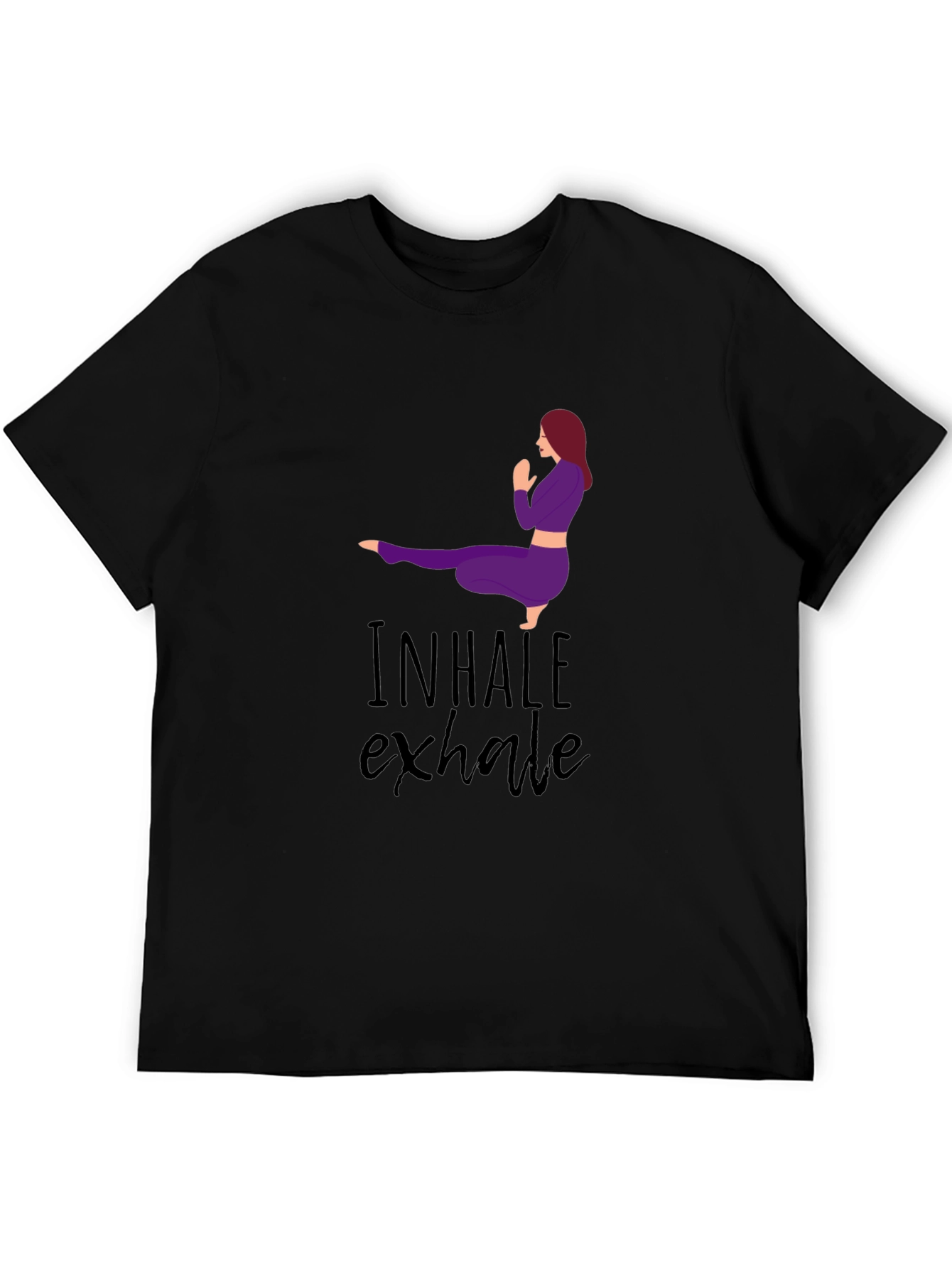 Black Inhale Exhale Yoga Graphic Tee - Black view 5