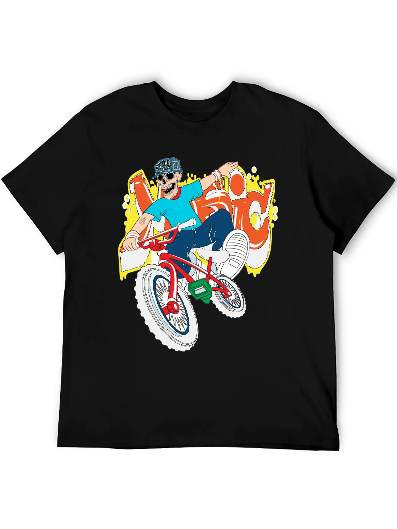 Black BMX Rider Skeleton Graphic Tee view 5