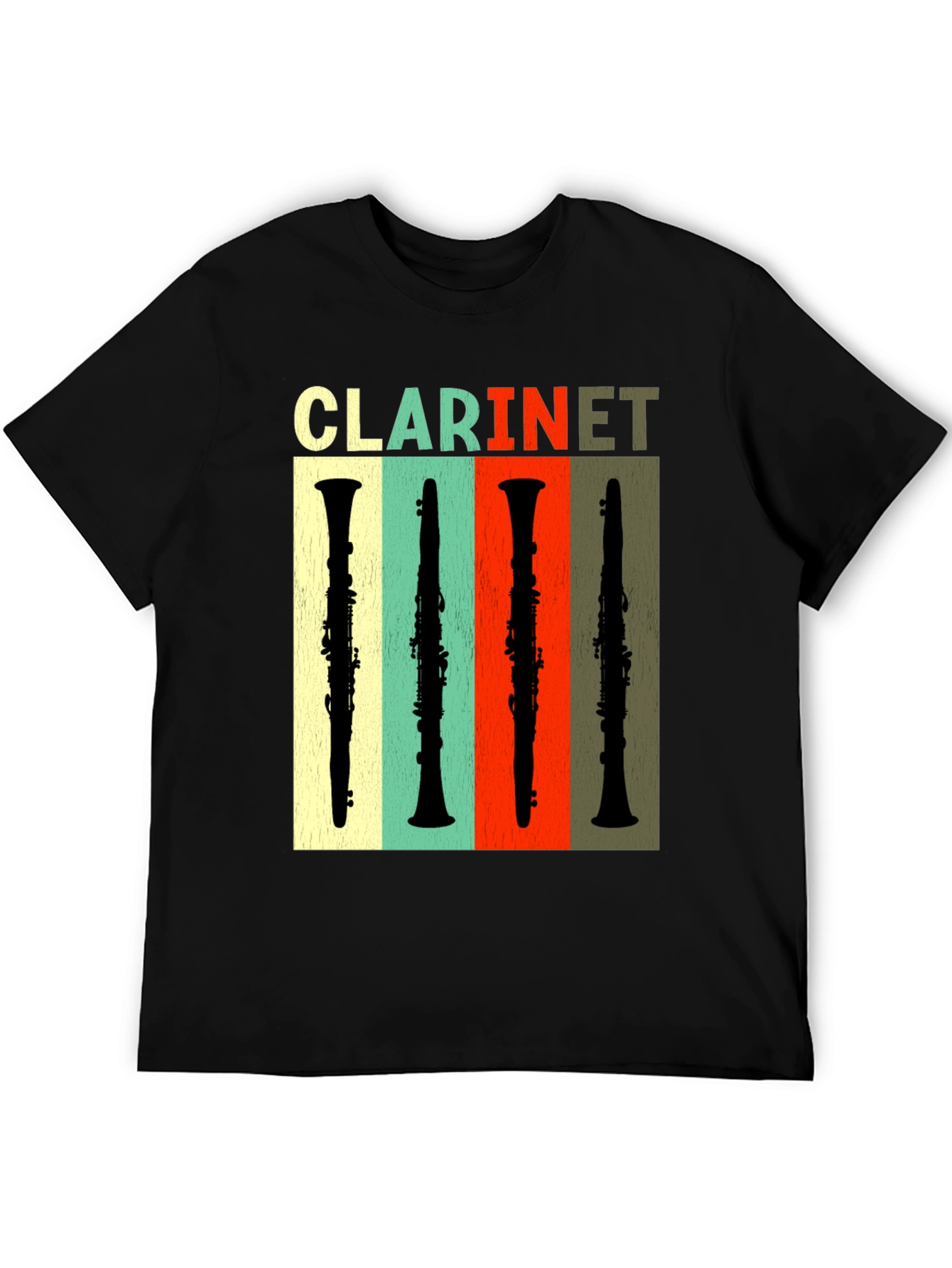 Black Retro Clarinet T-Shirt - Music Lover Tee view 5