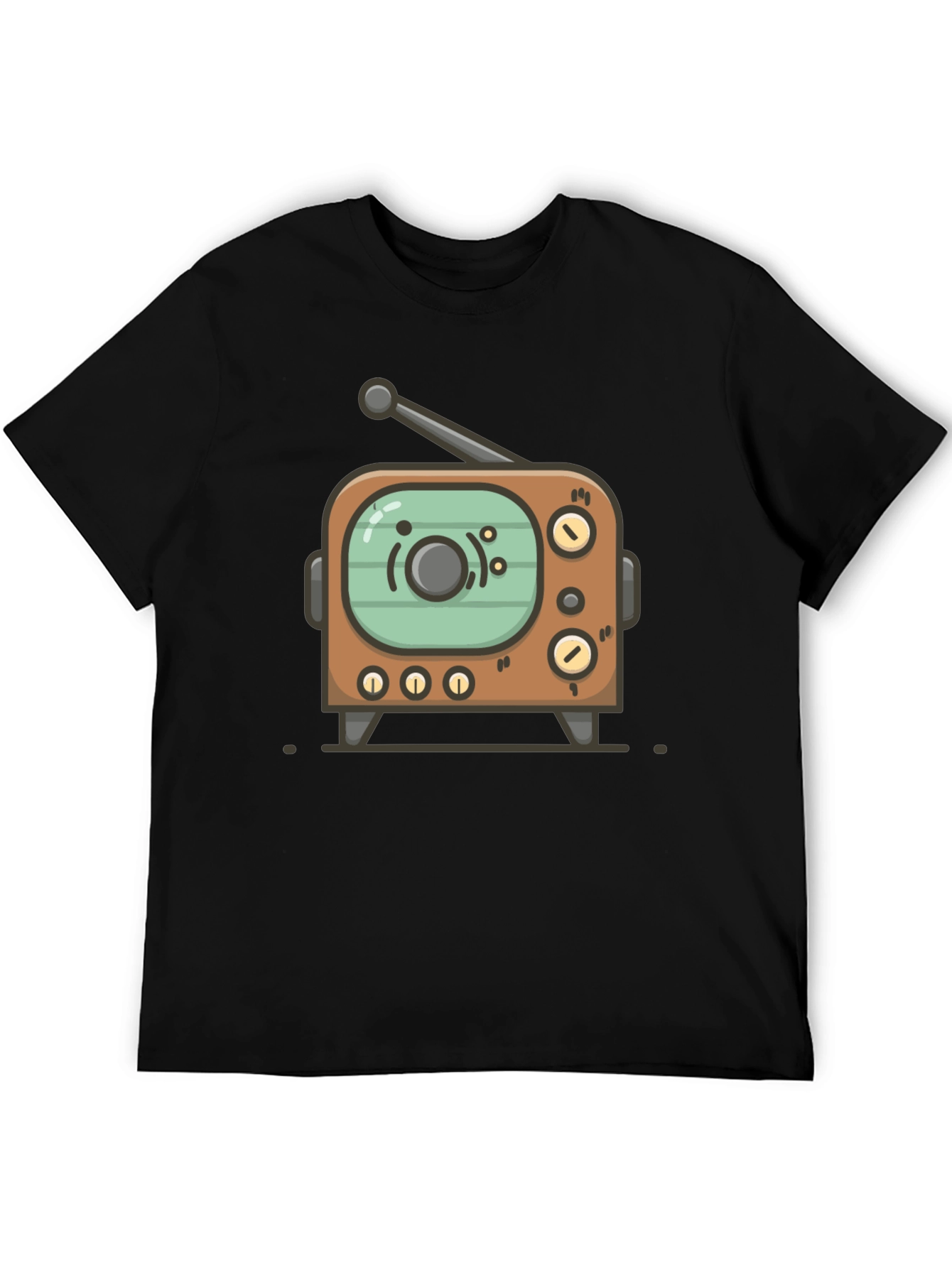 Black Retro TV Graphic Tee - Vintage Style Black T-Shirt view 5