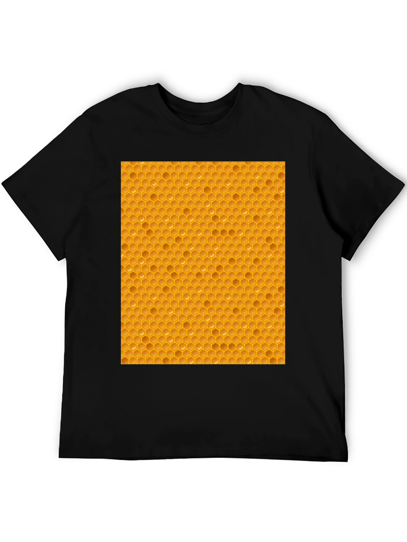 Black Honeycomb Patterned T-Shirt - Unique Honeycomb Design view 5
