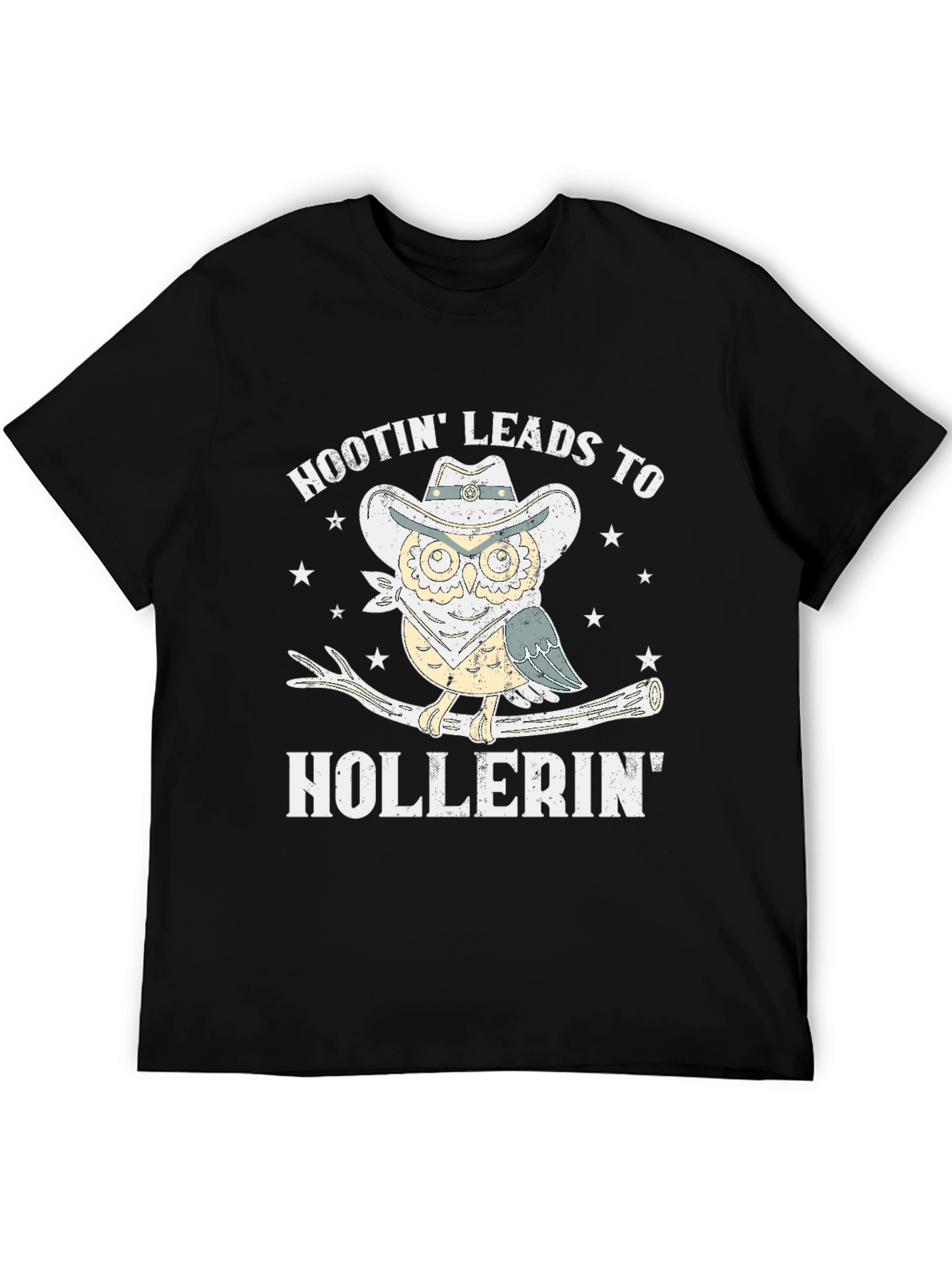 Black Hootin' Leads To Hollerin' Owl Cowboy T-Shirt view 5