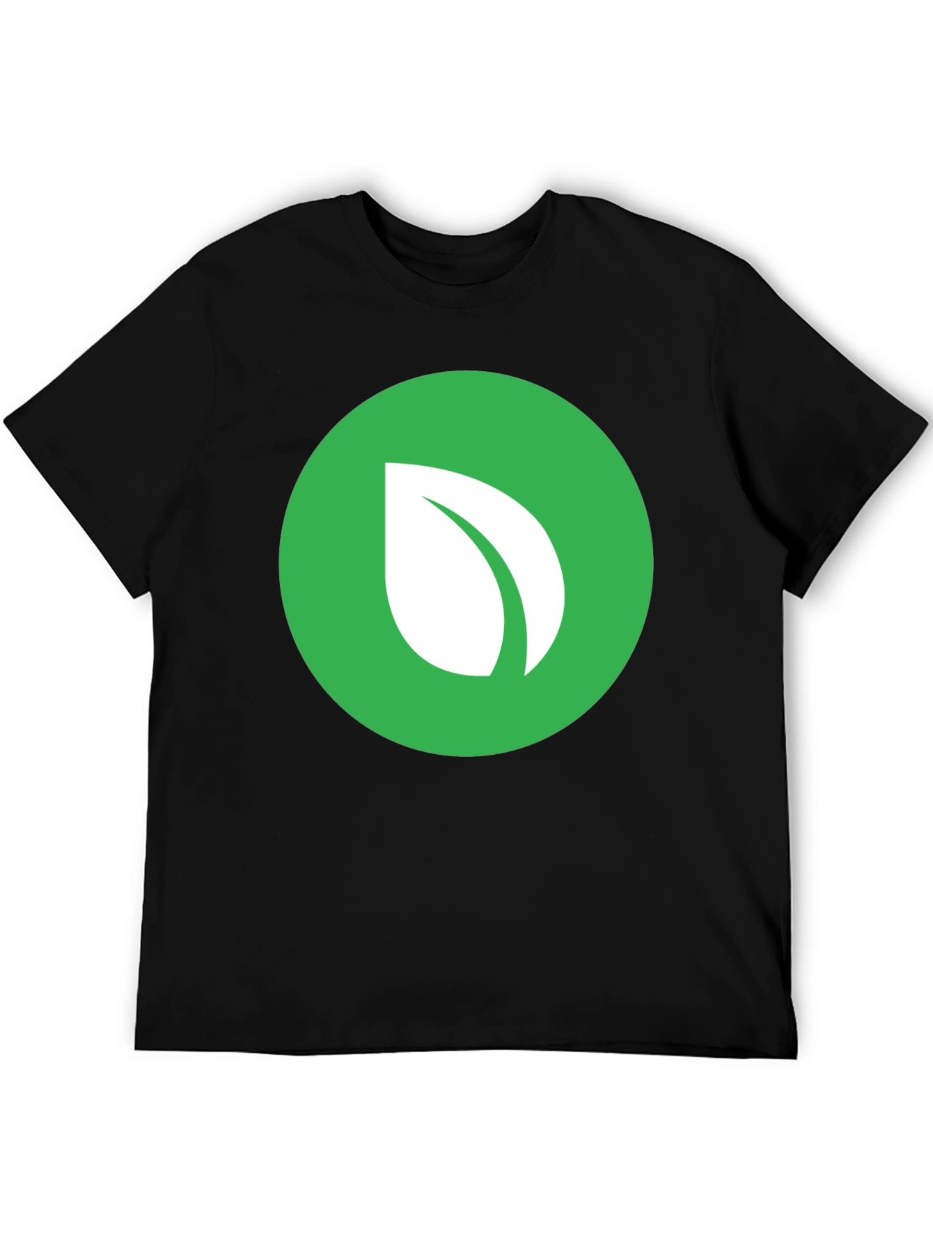 Black Green Leaf Logo Black T-Shirt view 5