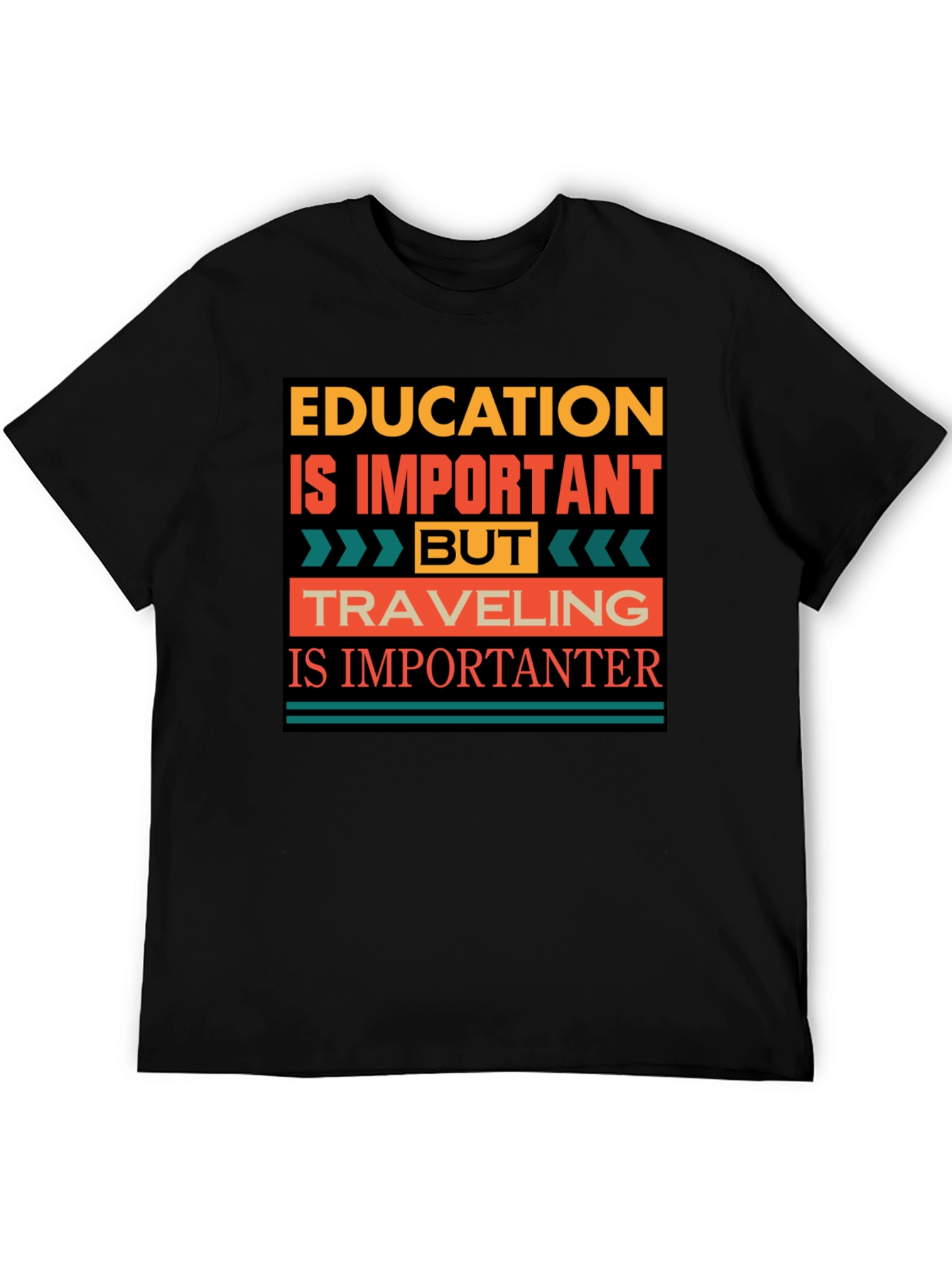 Black Education vs Travel T-Shirt - Importanter view 5