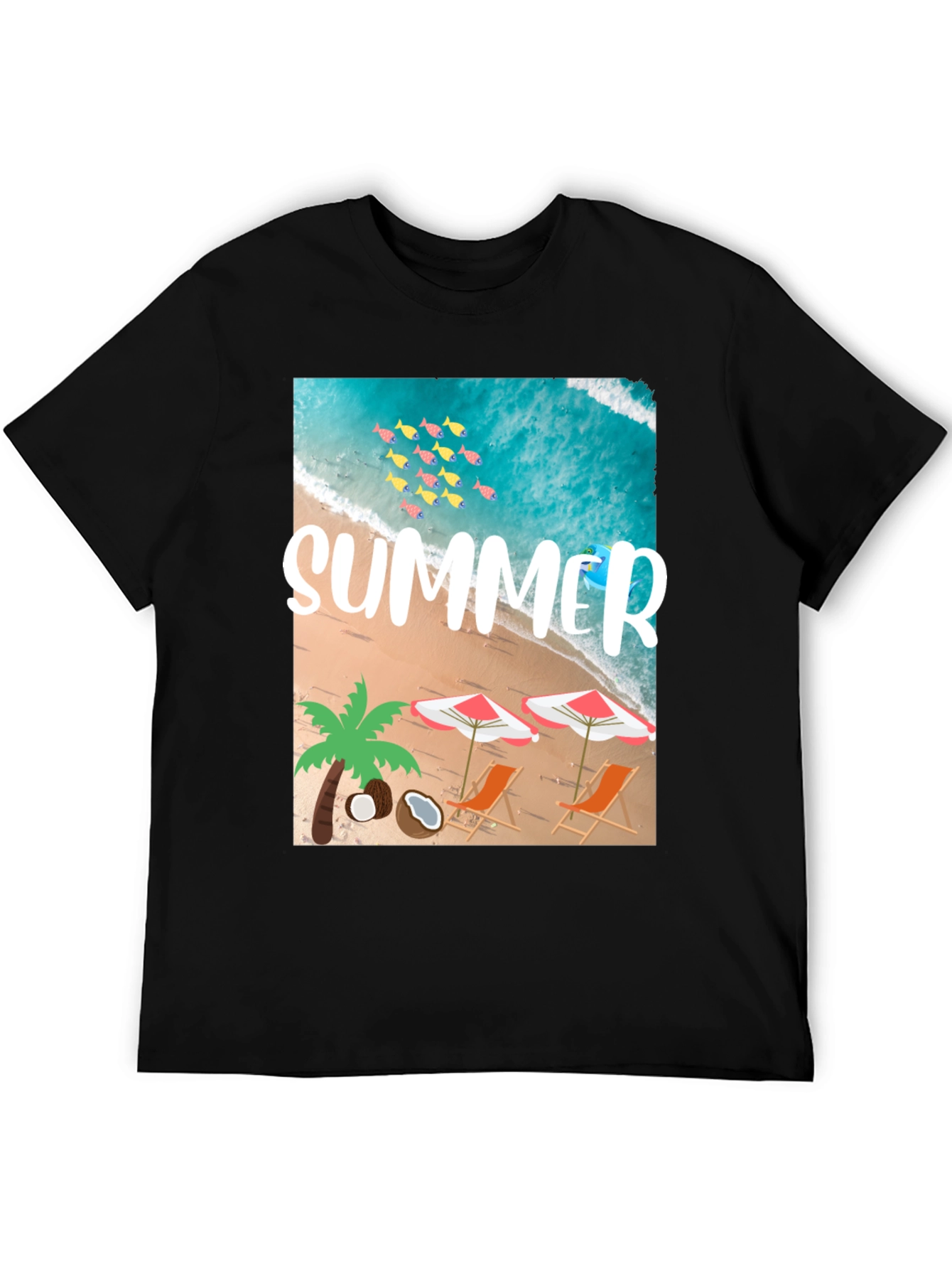 Black Summer Beach Graphic T-Shirt view 5