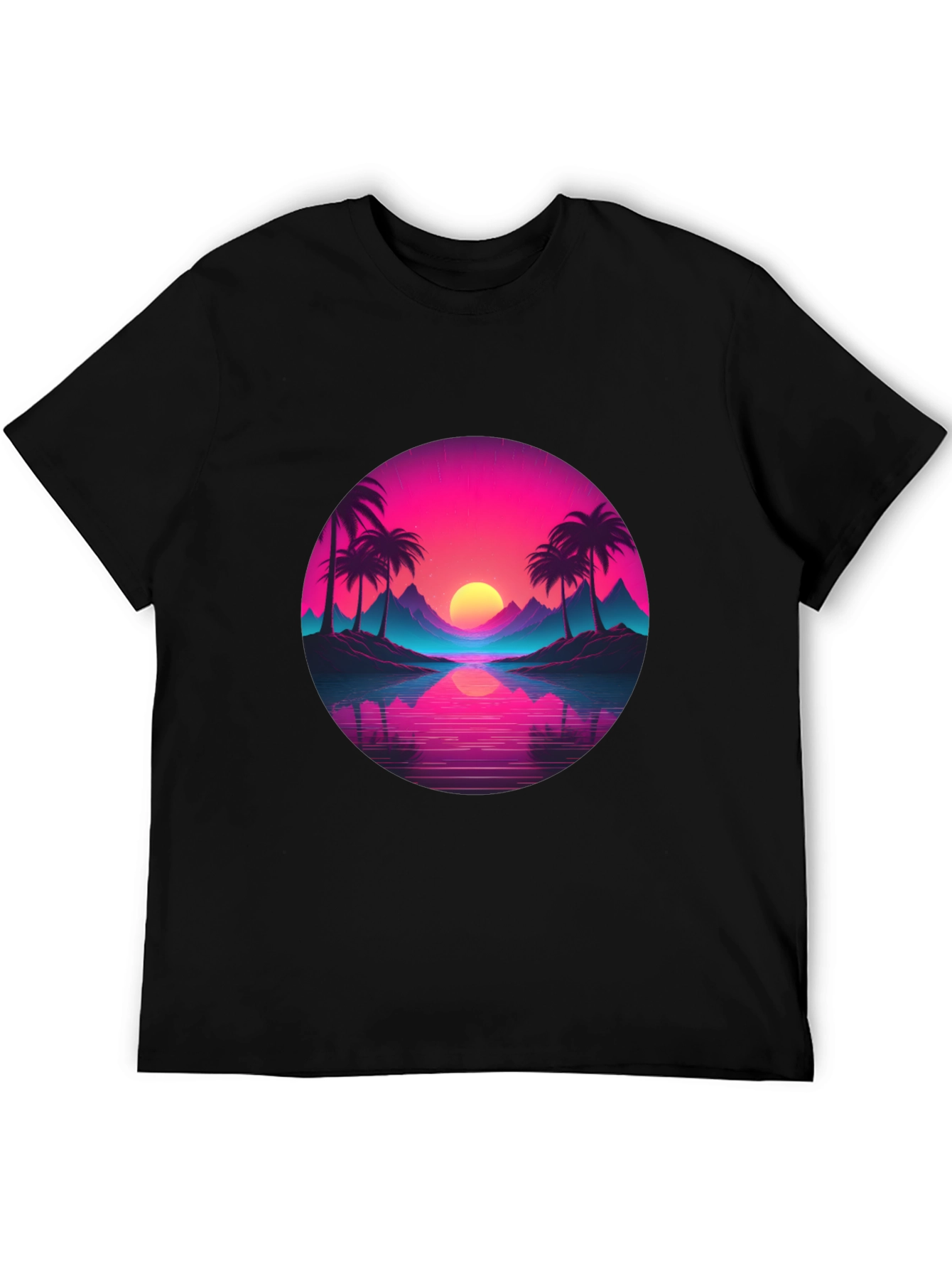Black Retro Sunset Palm T-Shirt - Vibrant Graphic Tee view 5