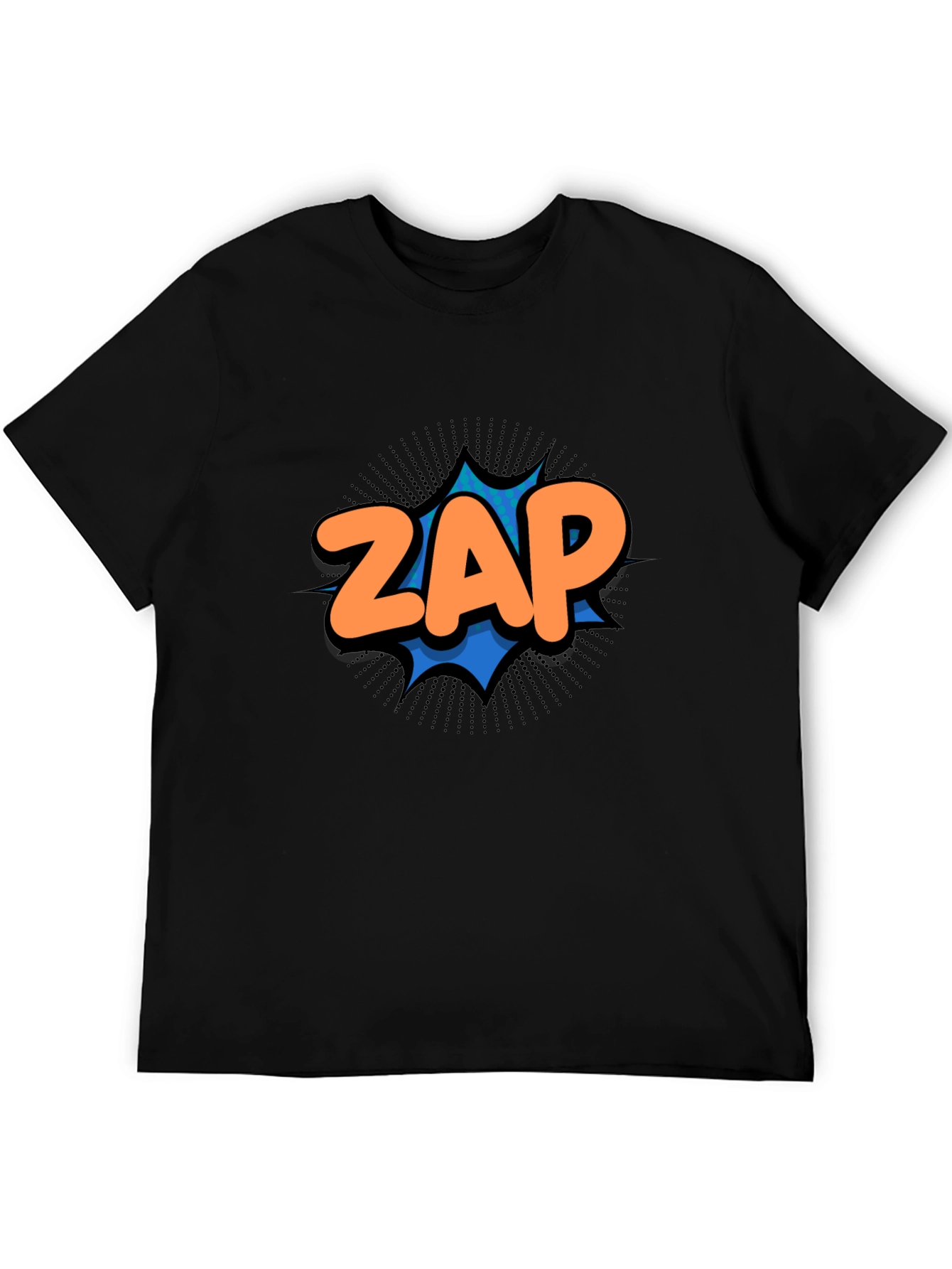 Black ZAP Comic Graphic T-Shirt - Black Cotton Tee view 5