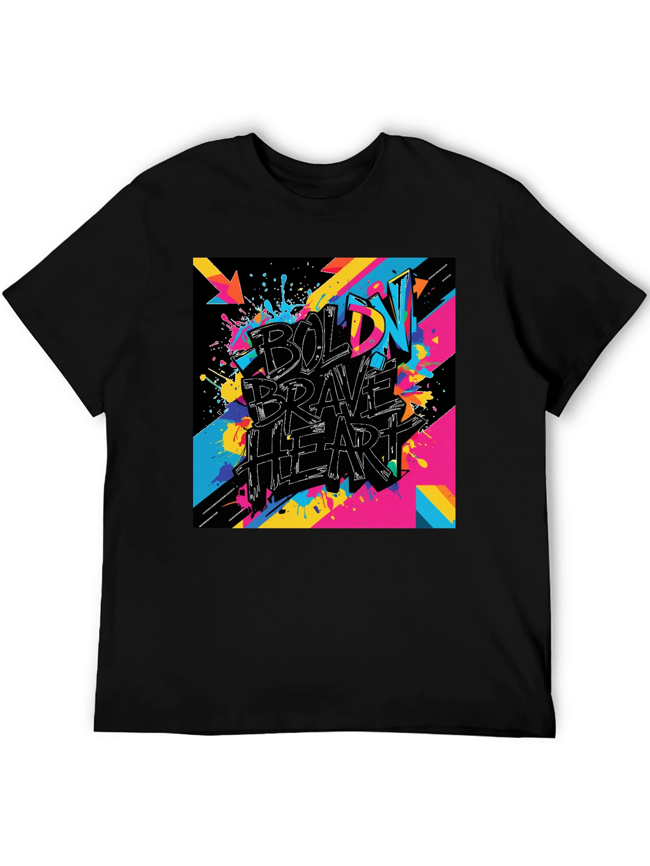 Black Bold Brave Heart Graphic Tee - Black view 5