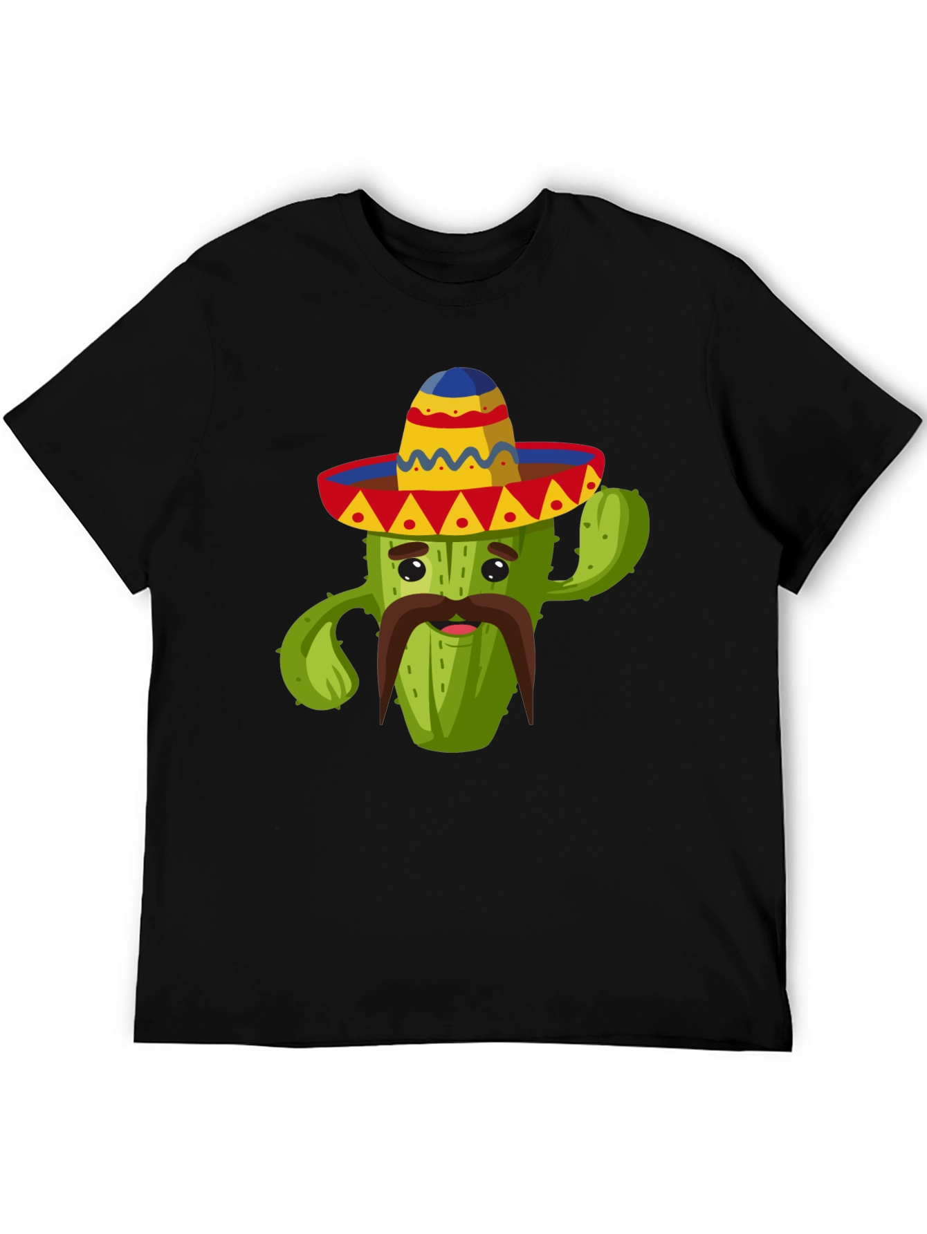 Black Cactus Sombrero Graphic Tee - Fun Cinco de Mayo Shirt view 5