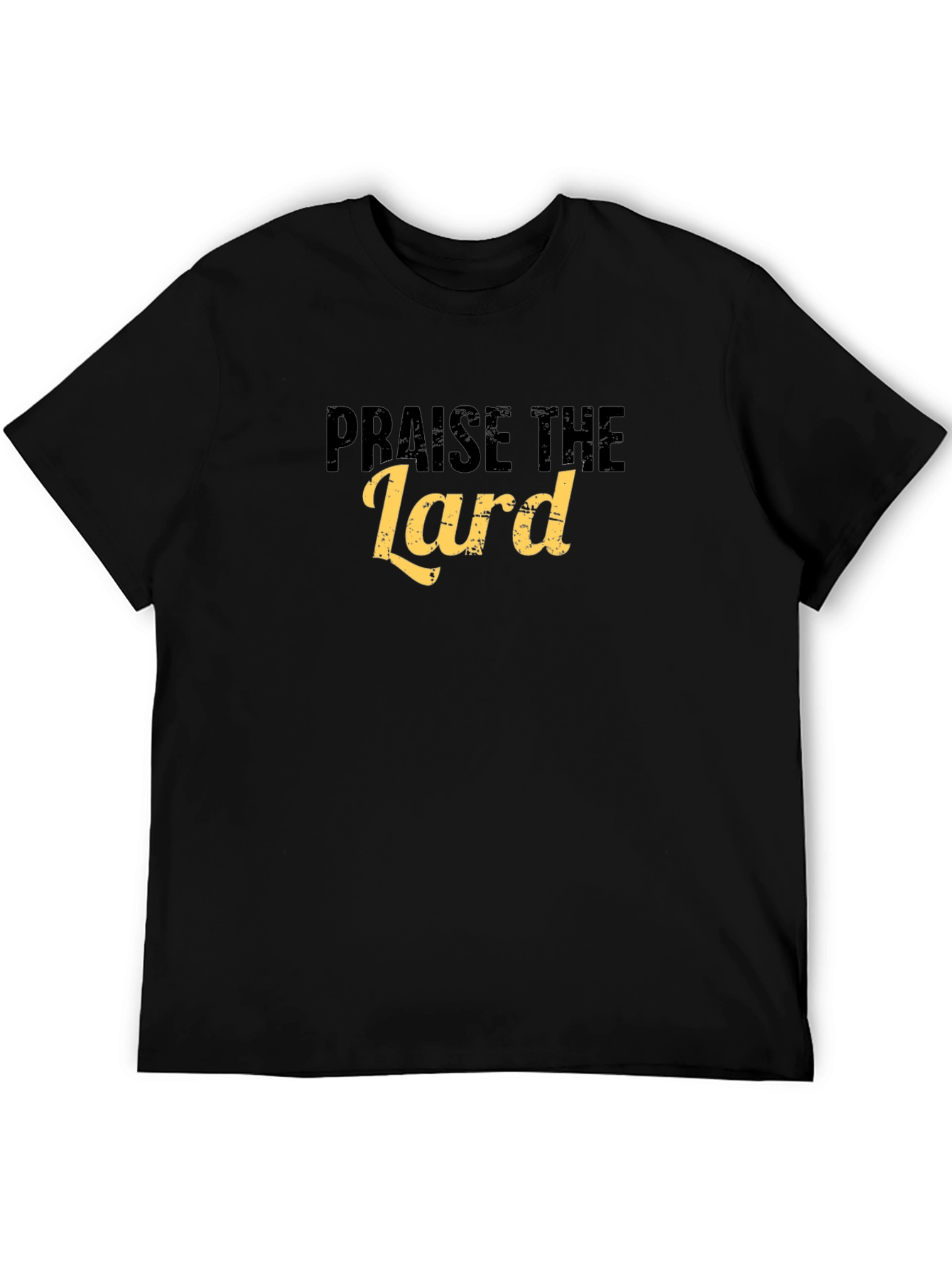 Black Praise The Lard Graphic T-Shirt - Black, Cotton view 5