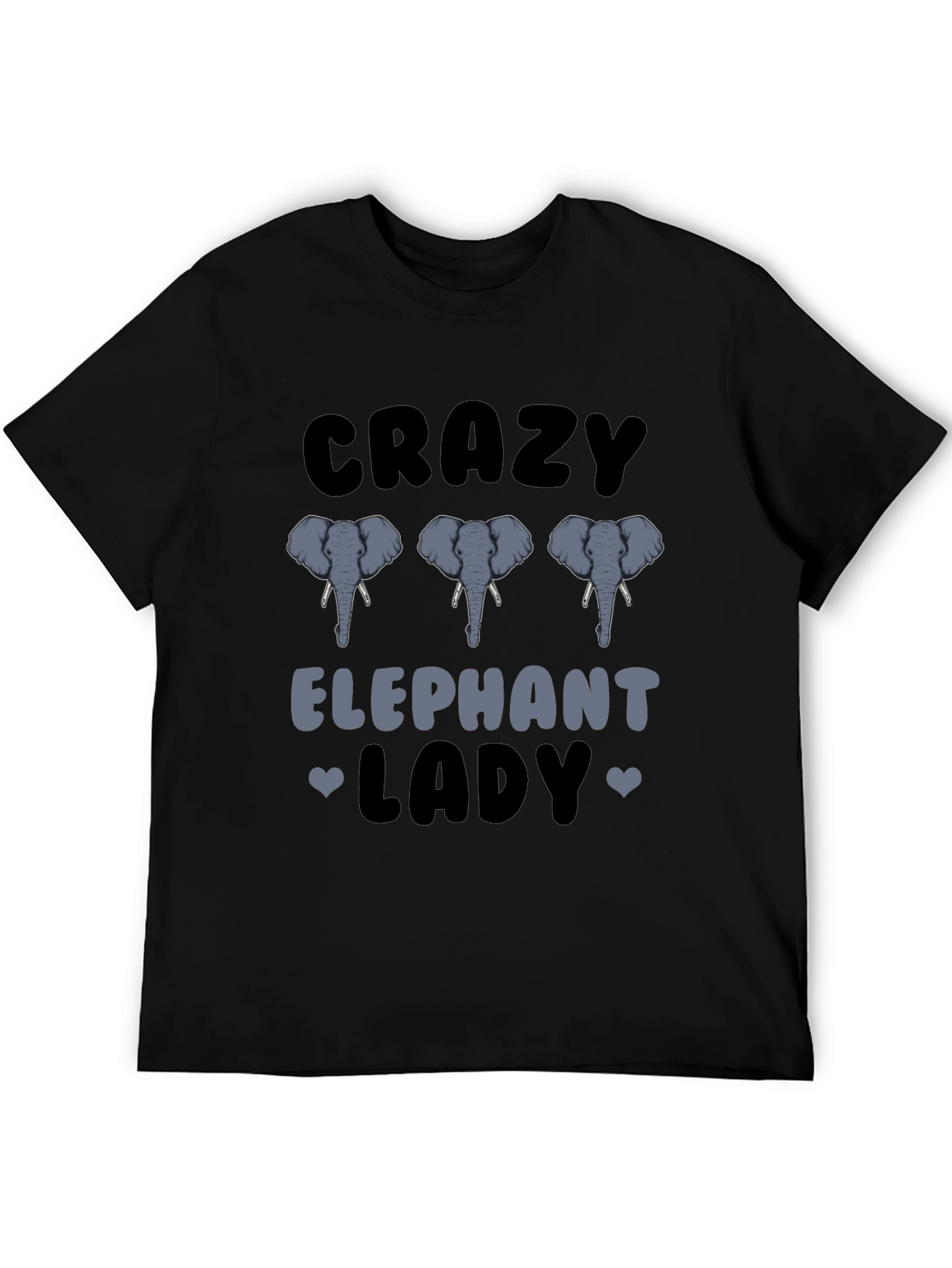 Black Crazy Elephant Lady Graphic T-Shirt view 5