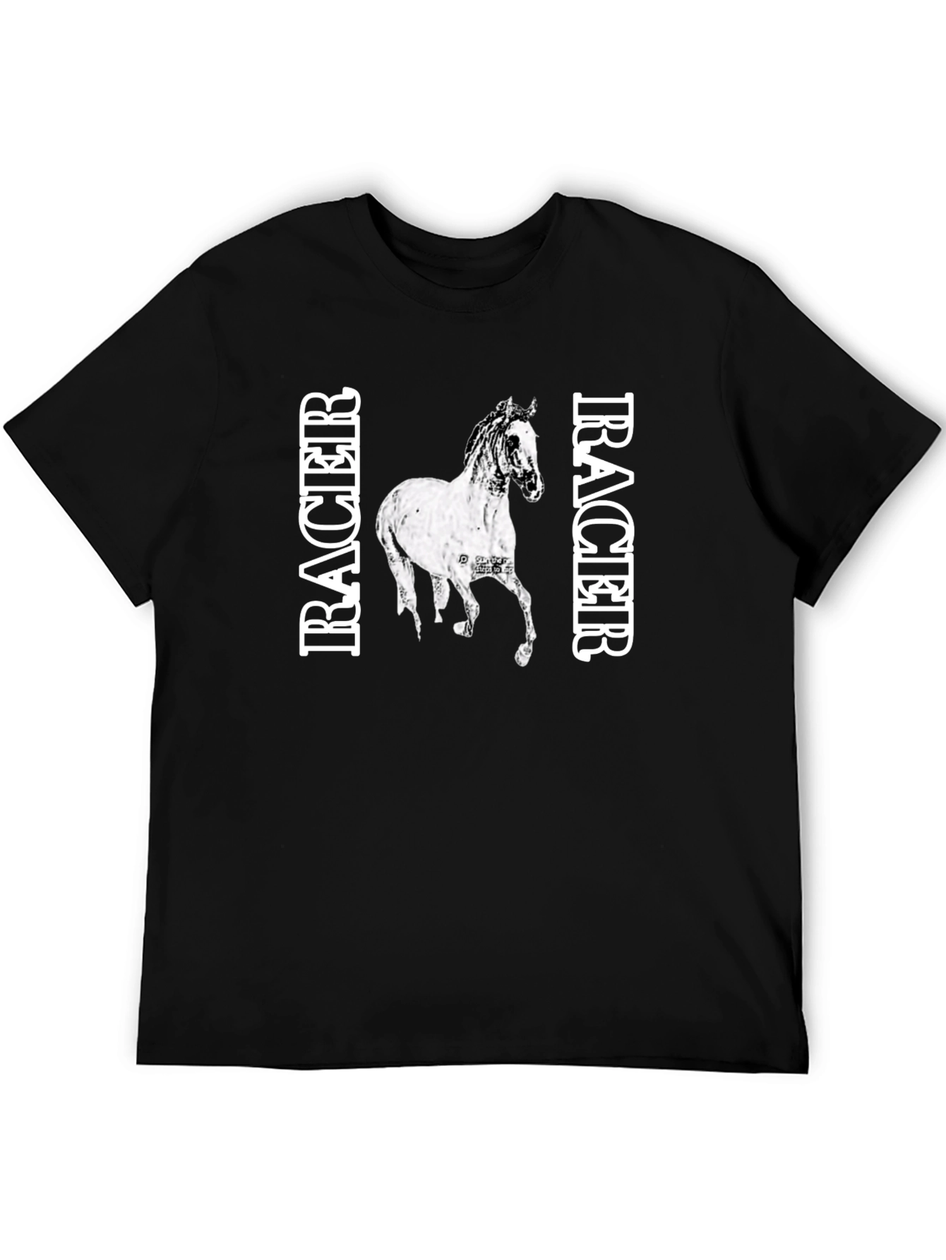 Black Racer Horse Graphic Tee - Stylish Black T-Shirt view 5