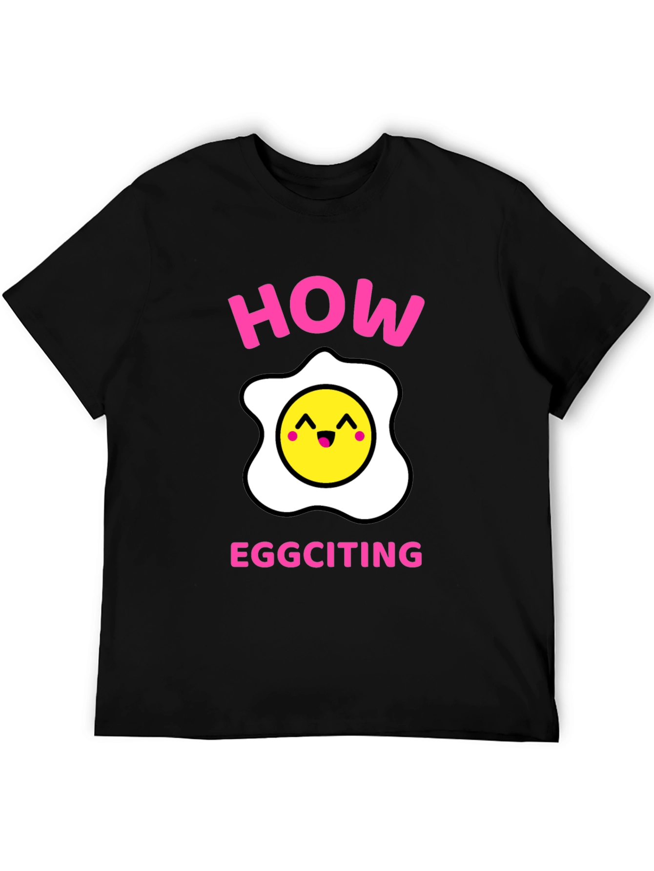 Black How Eggciting! Novelty T-Shirt - Funny Egg Pun Tee view 5
