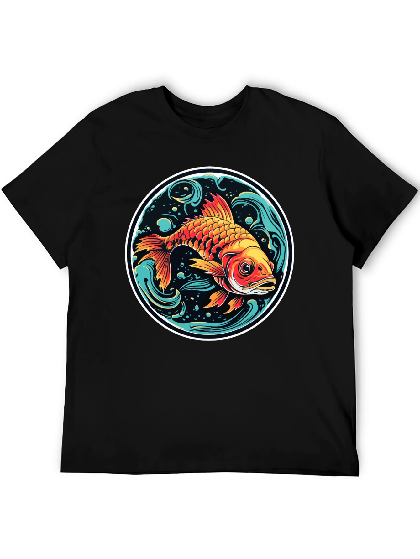 Black Koi Fish Graphic Tee - Black Cotton Blend view 5