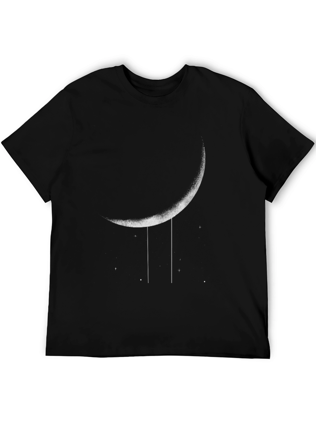 Black Crescent Moon Graphic Tee - Stylish Black Cotton T-Shirt view 5