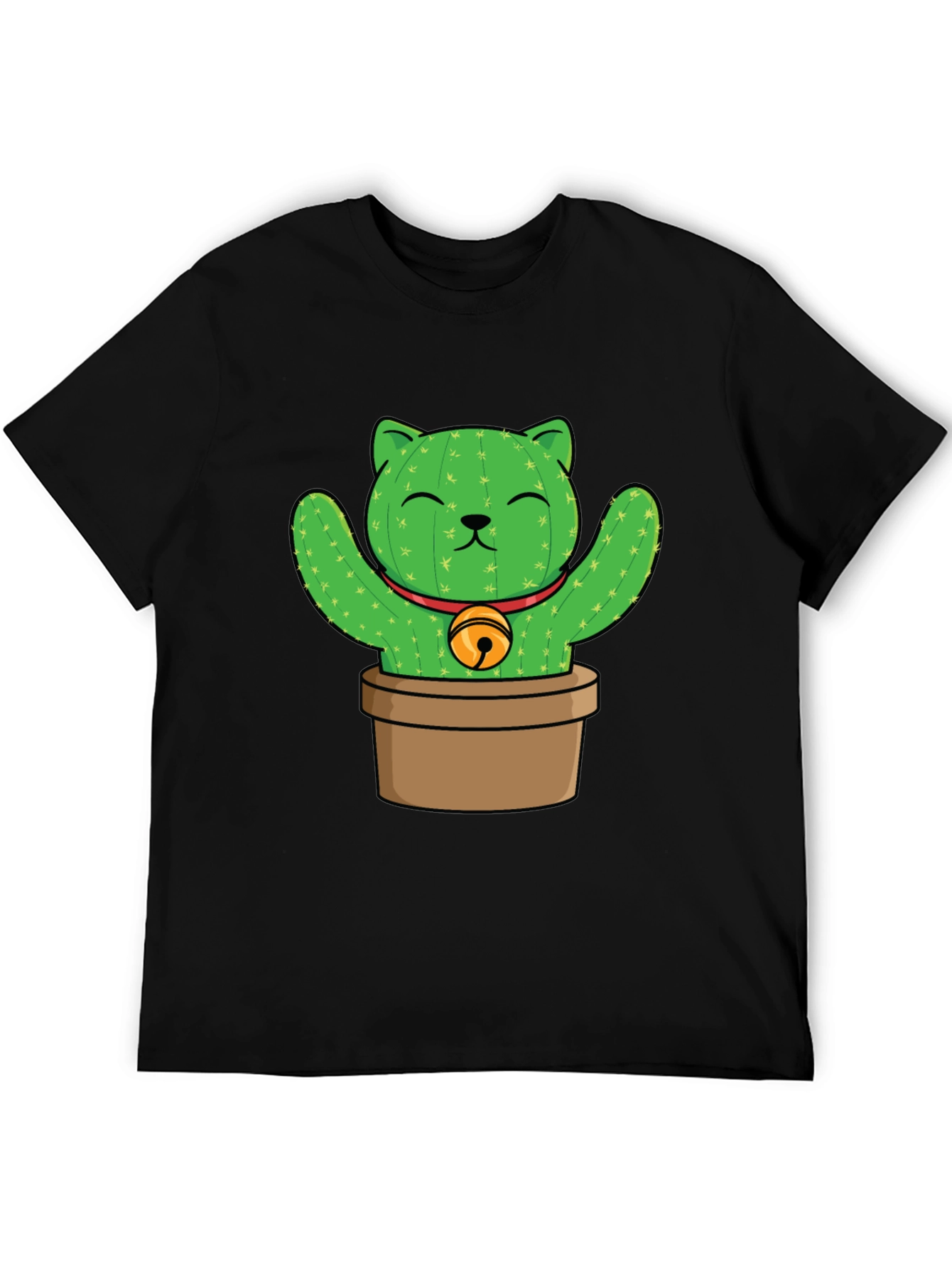 Black Cactus Cat T-Shirt - Funny Plant Lover Tee view 5