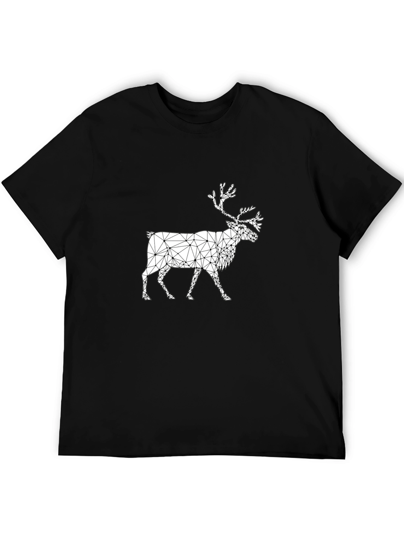 Black Geometric Reindeer Graphic Black T-Shirt view 5