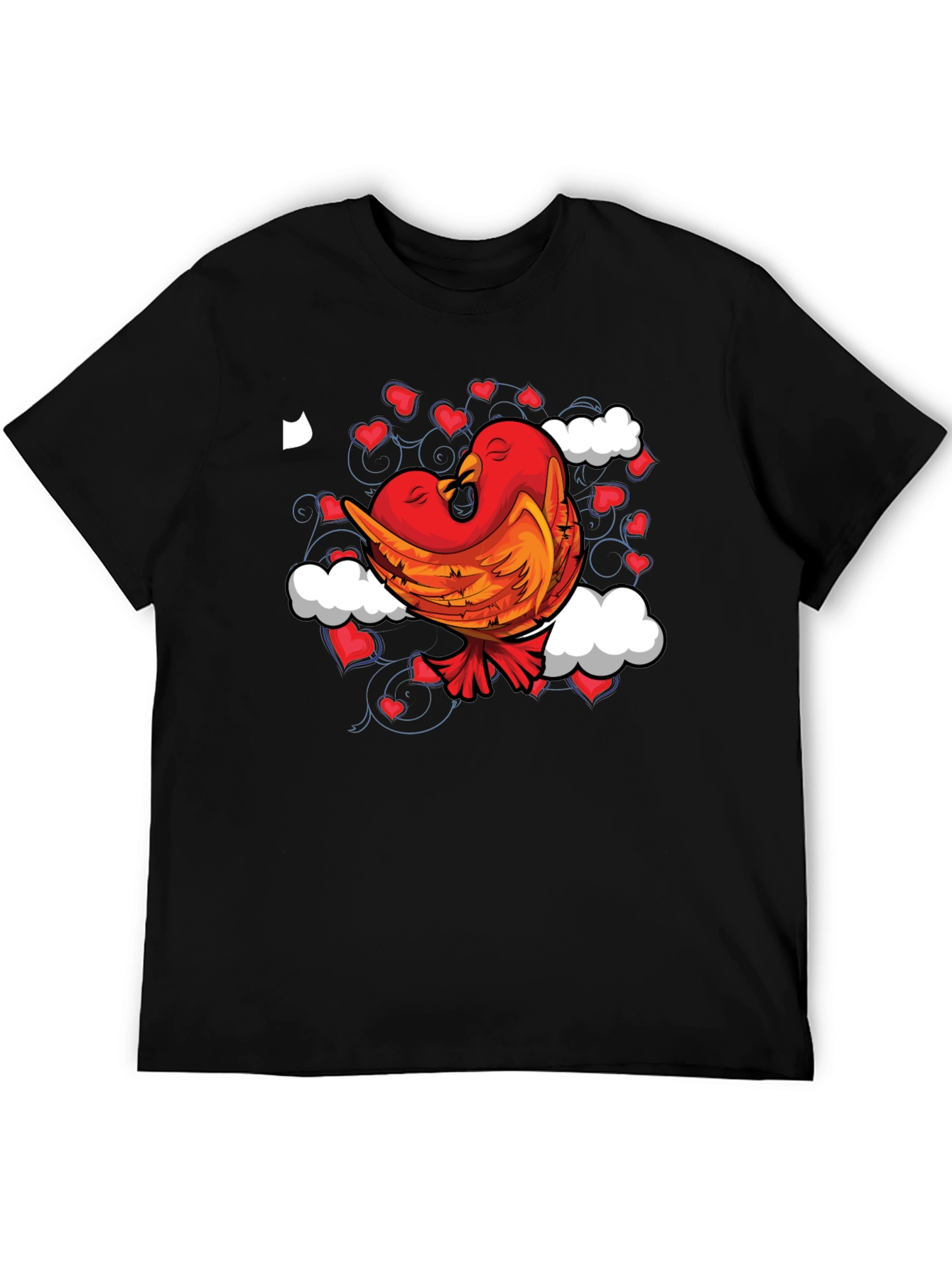 Black Love Birds Graphic Tee - Black Cotton Blend view 5