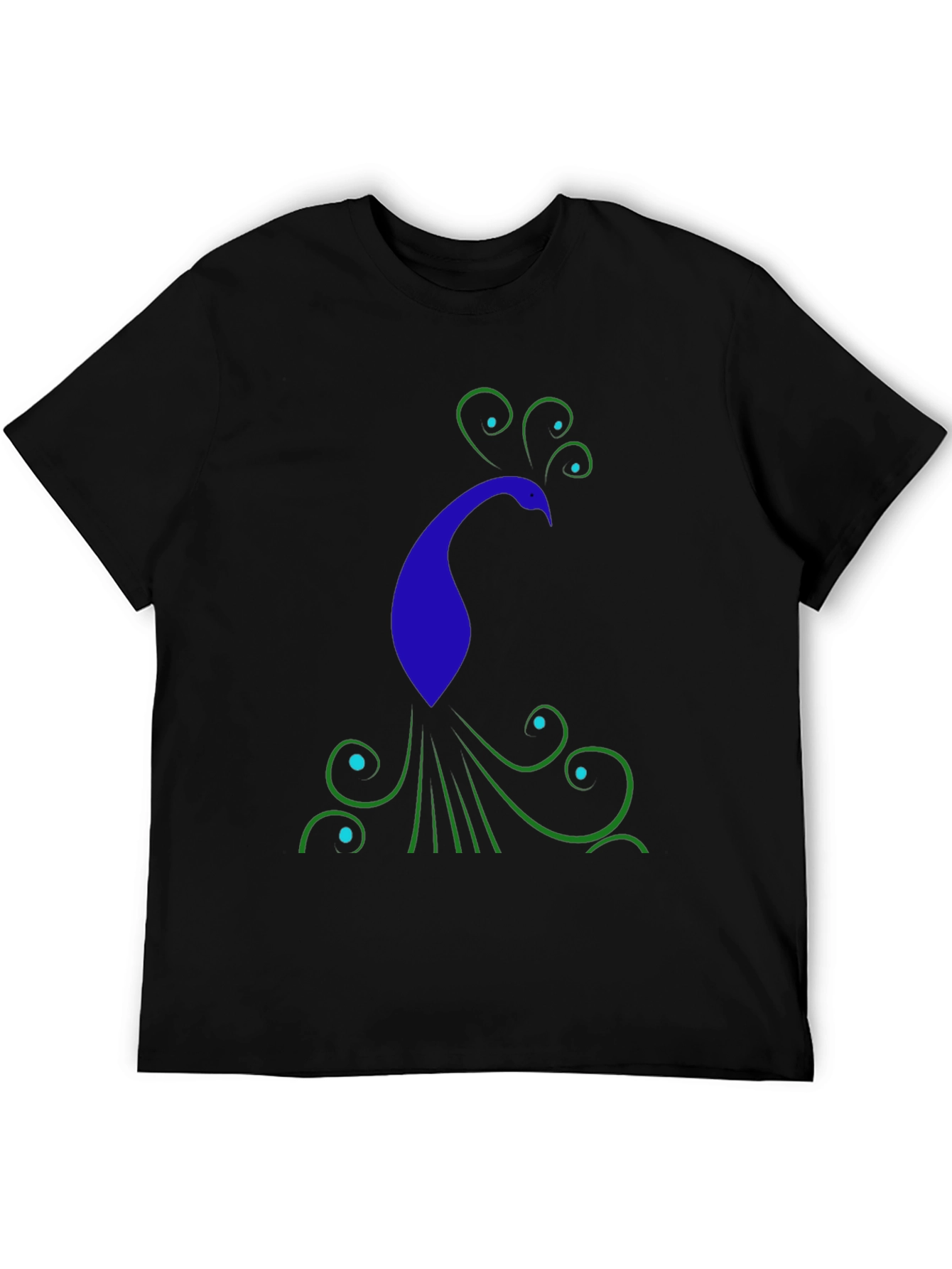 Black Stylish Peacock Graphic Print Black T-Shirt view 5