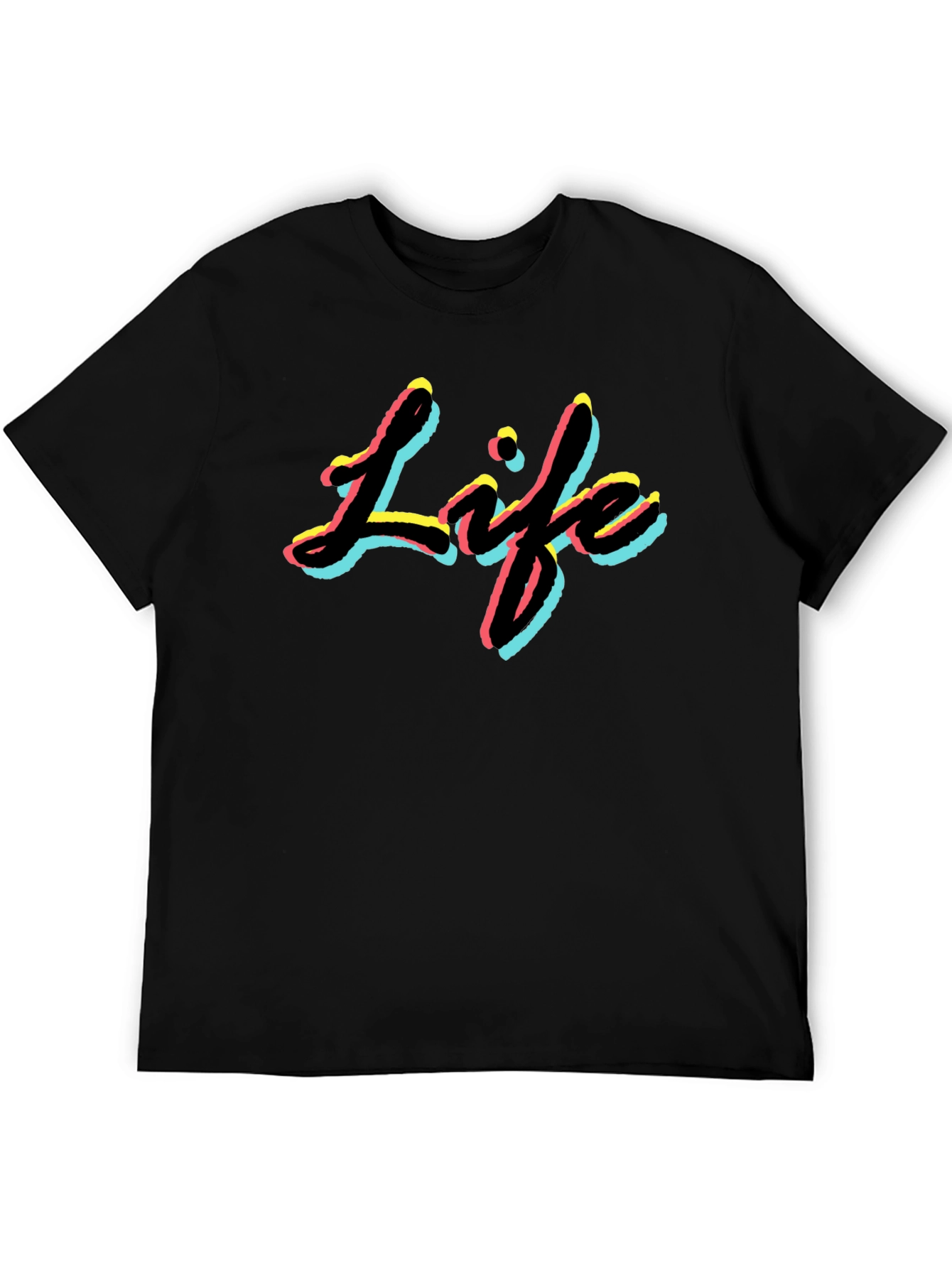 Black Retro Life T-Shirt - Black Graphic Tee view 5