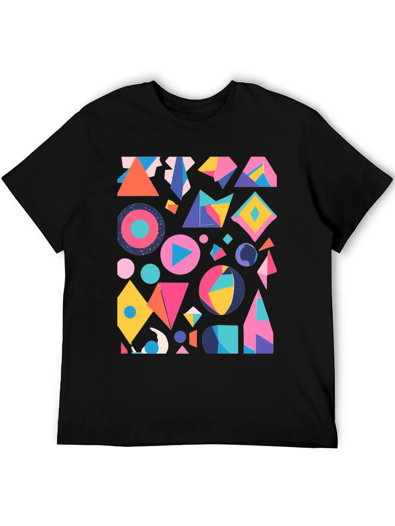 Black Geometric Print Black T-Shirt view 5
