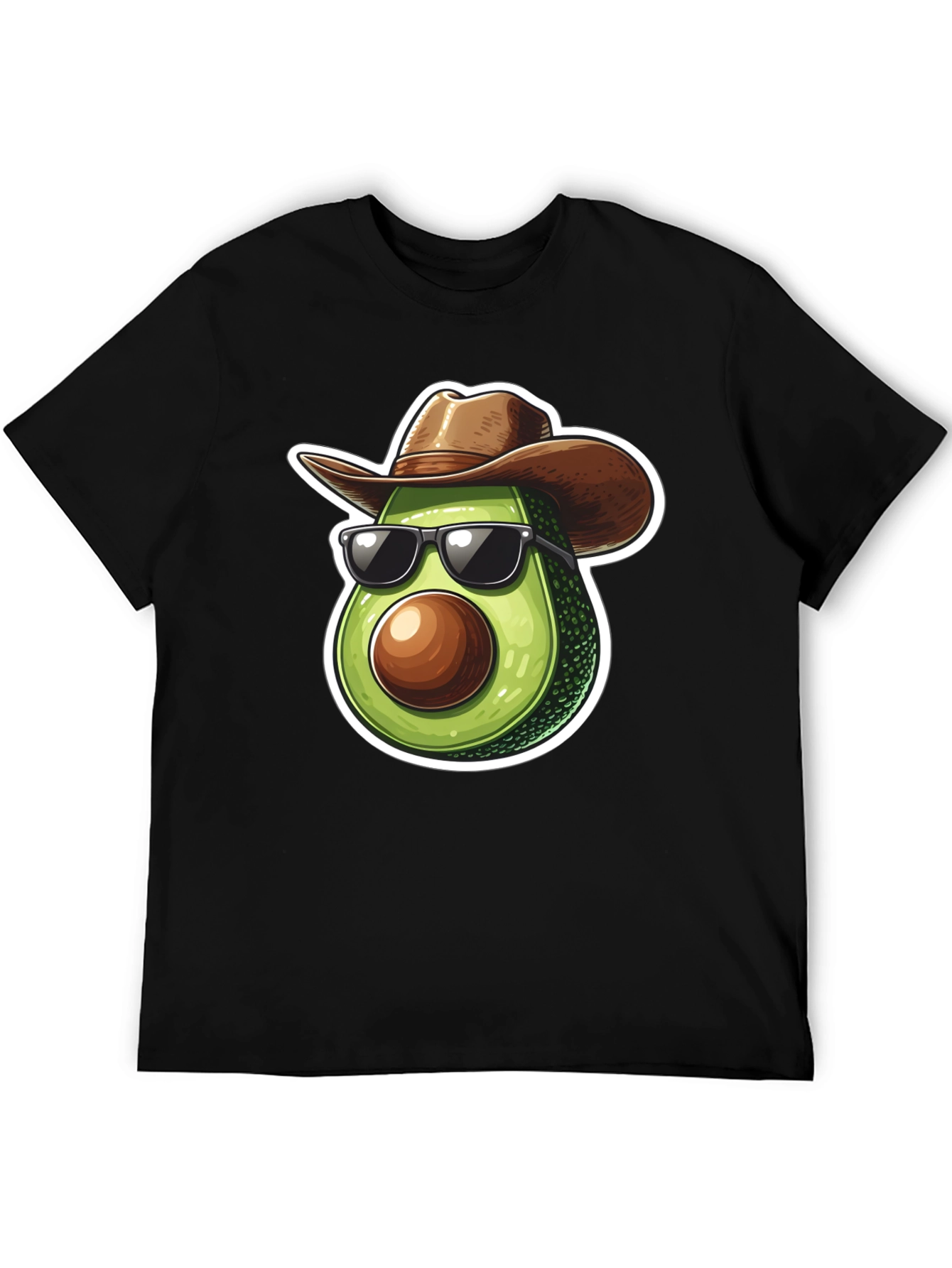 Black Cool Avocado Cowboy Graphic Tee - Black T-Shirt view 5