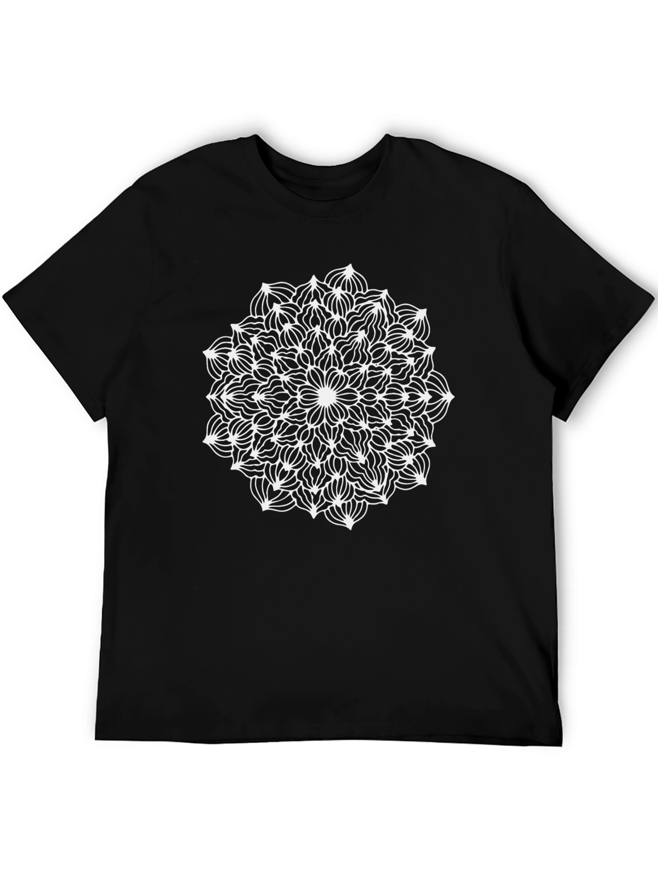 Black Mandala Print Black T-Shirt view 5