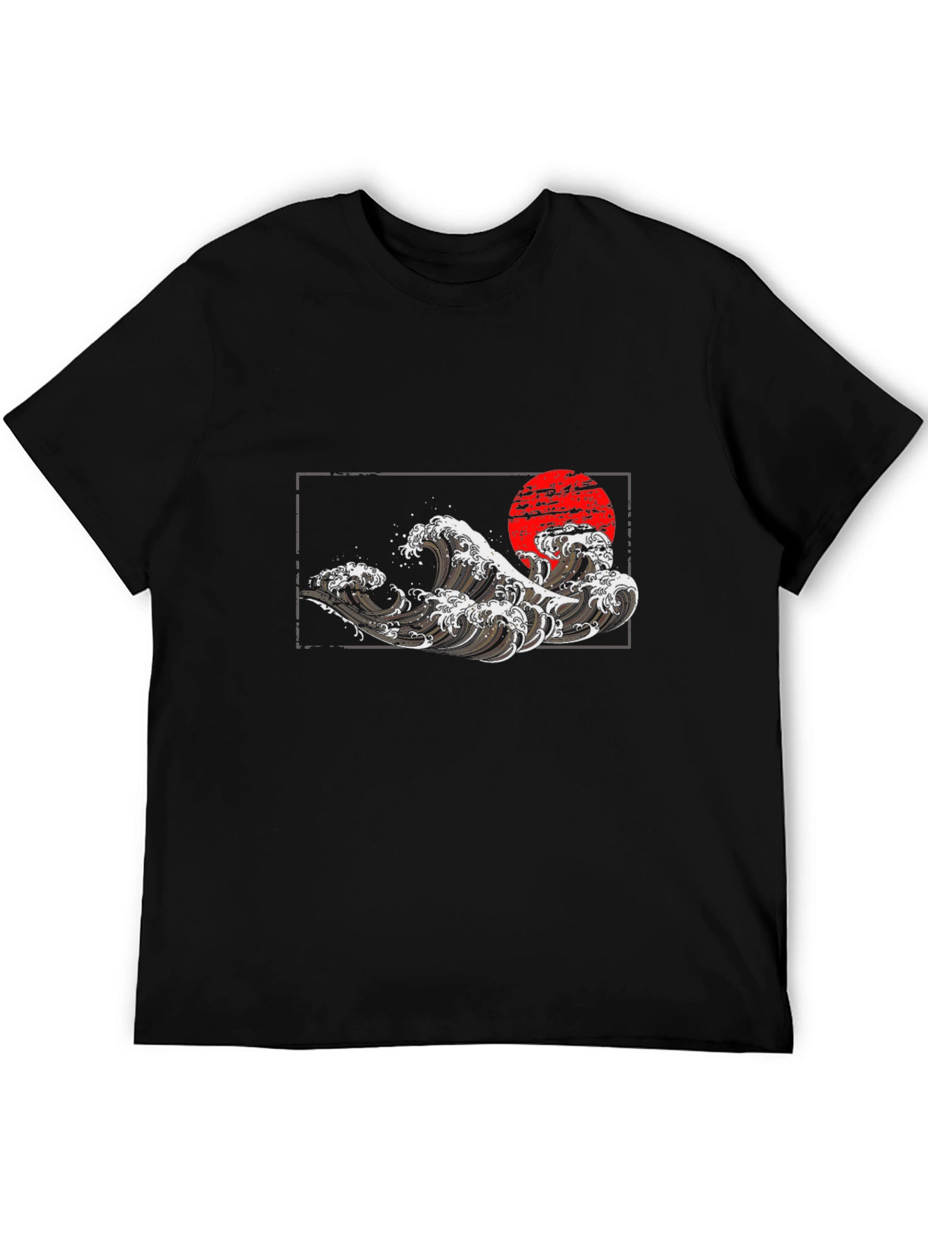 Black Japanese Wave Graphic Tee - Black view 5