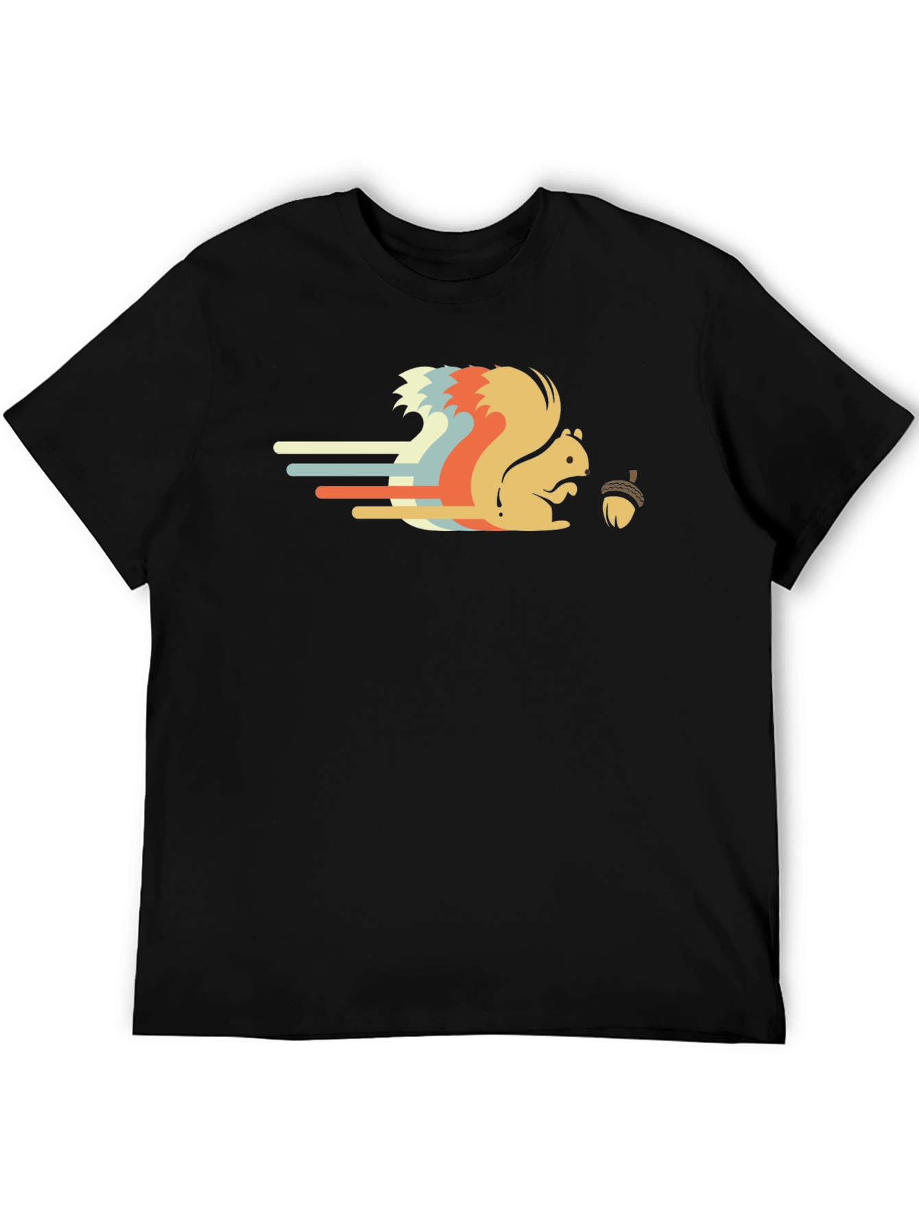 Black Retro Squirrel Graphic Tee - Black Cotton T-Shirt view 5
