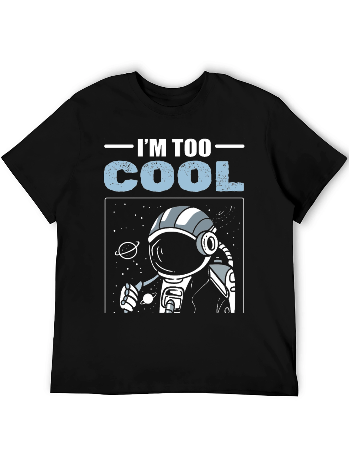 Black I'm Too Cool Astronaut Graphic T-Shirt view 5
