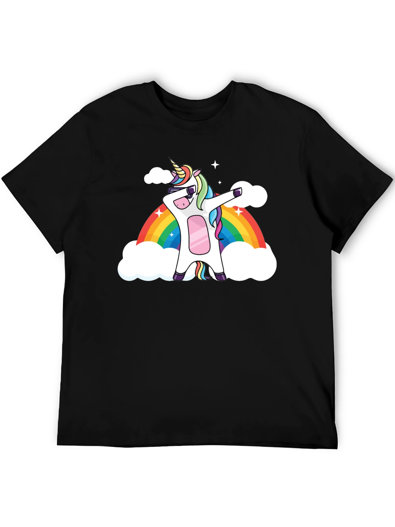 Black Unicorn Dab Rainbow Graphic T-Shirt view 5
