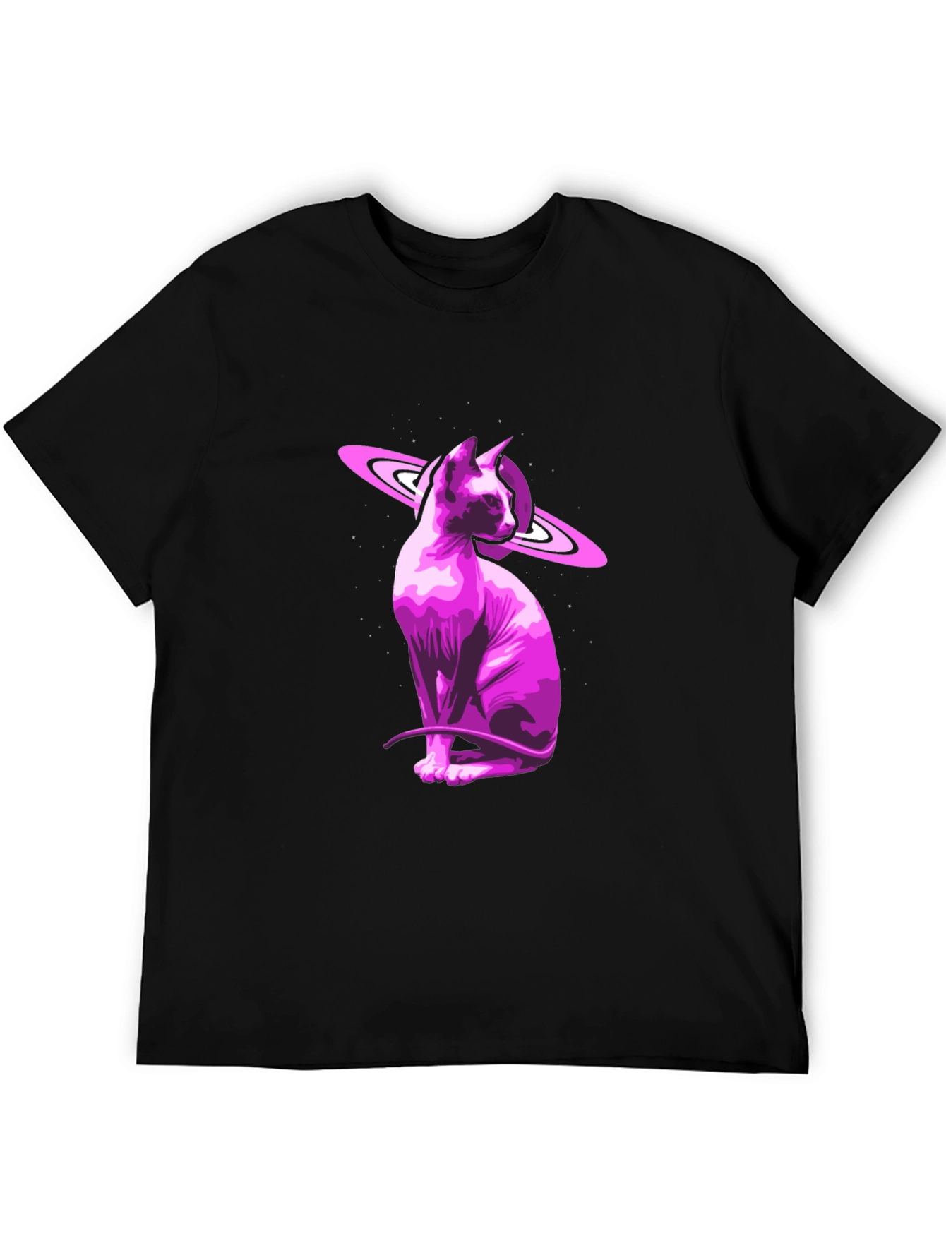 Black Cosmic Sphynx Cat Graphic Tee - Black view 5