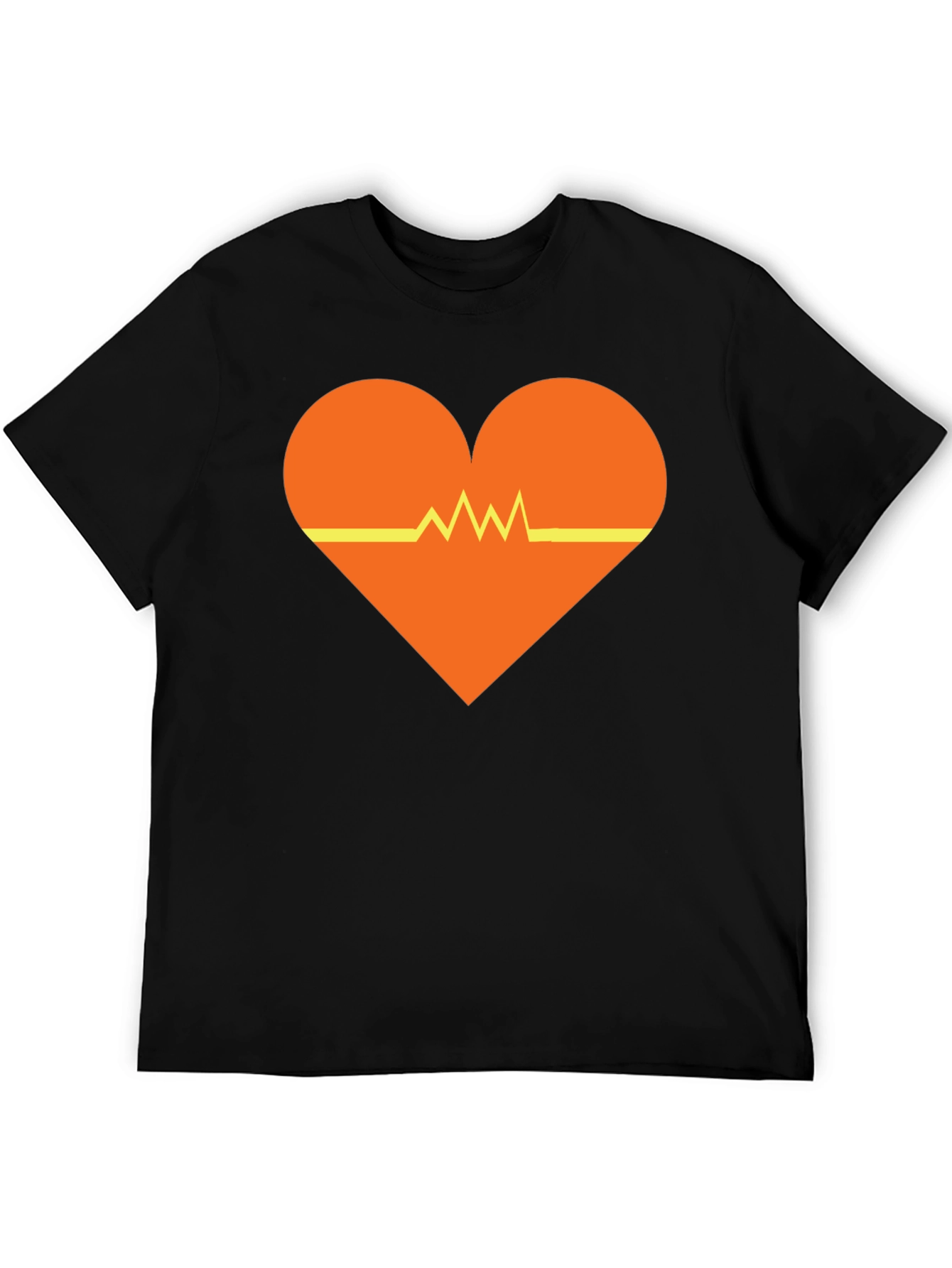 Black Heartbeat Heart Graphic Tee - Black Unisex T-Shirt view 5