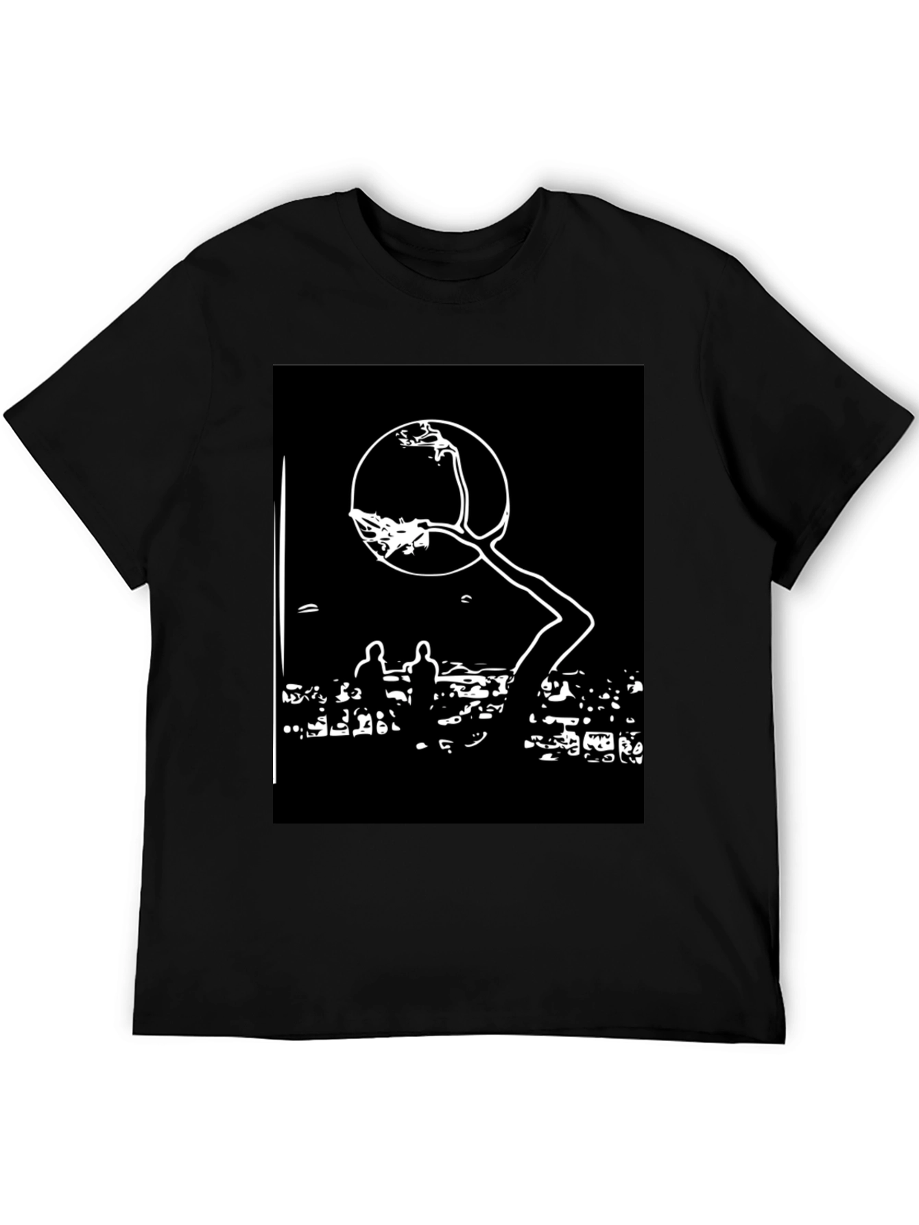 Black Abstract Art Tee: Urban Silhouette T-Shirt view 5