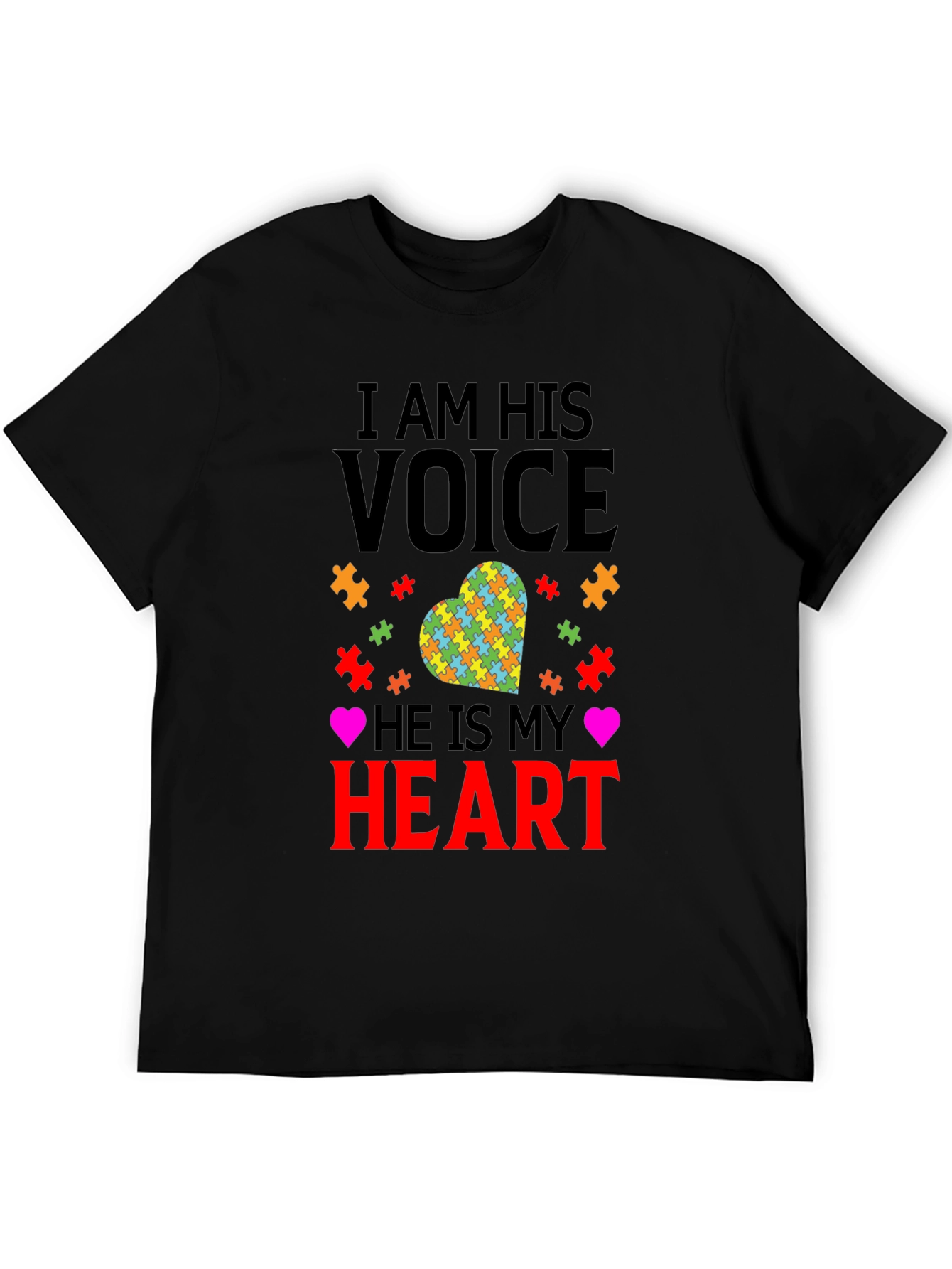 Black Autism Awareness T-Shirt - I Am His Voice view 5