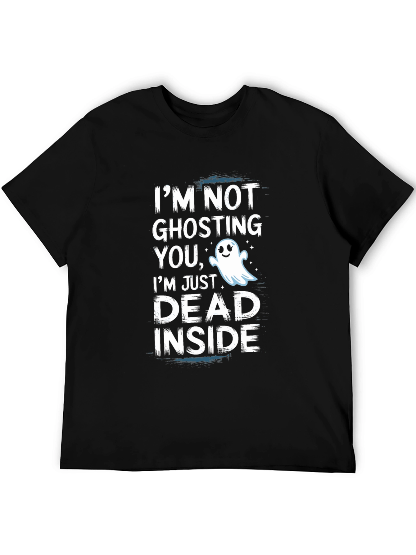 Black Dead Inside Ghost Graphic Tee - Funny Halloween Shirt view 5