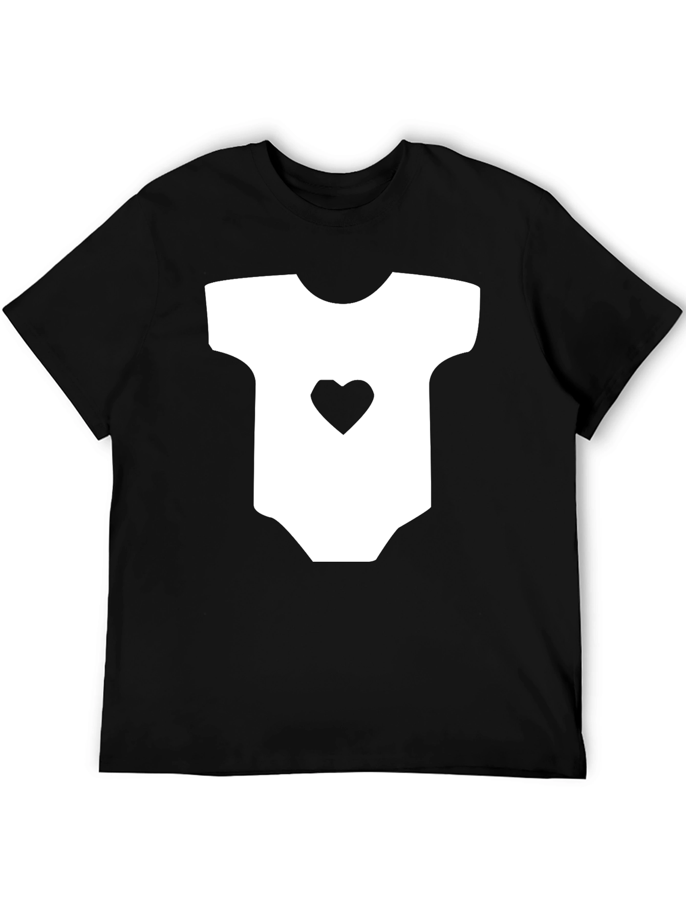 Cute Baby Onesie Heart Graphic Black T-Shirt - 5