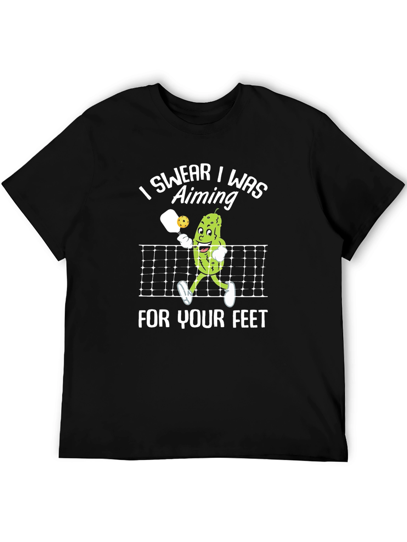 Black Pickleball Aiming T-Shirt: Funny Design view 5