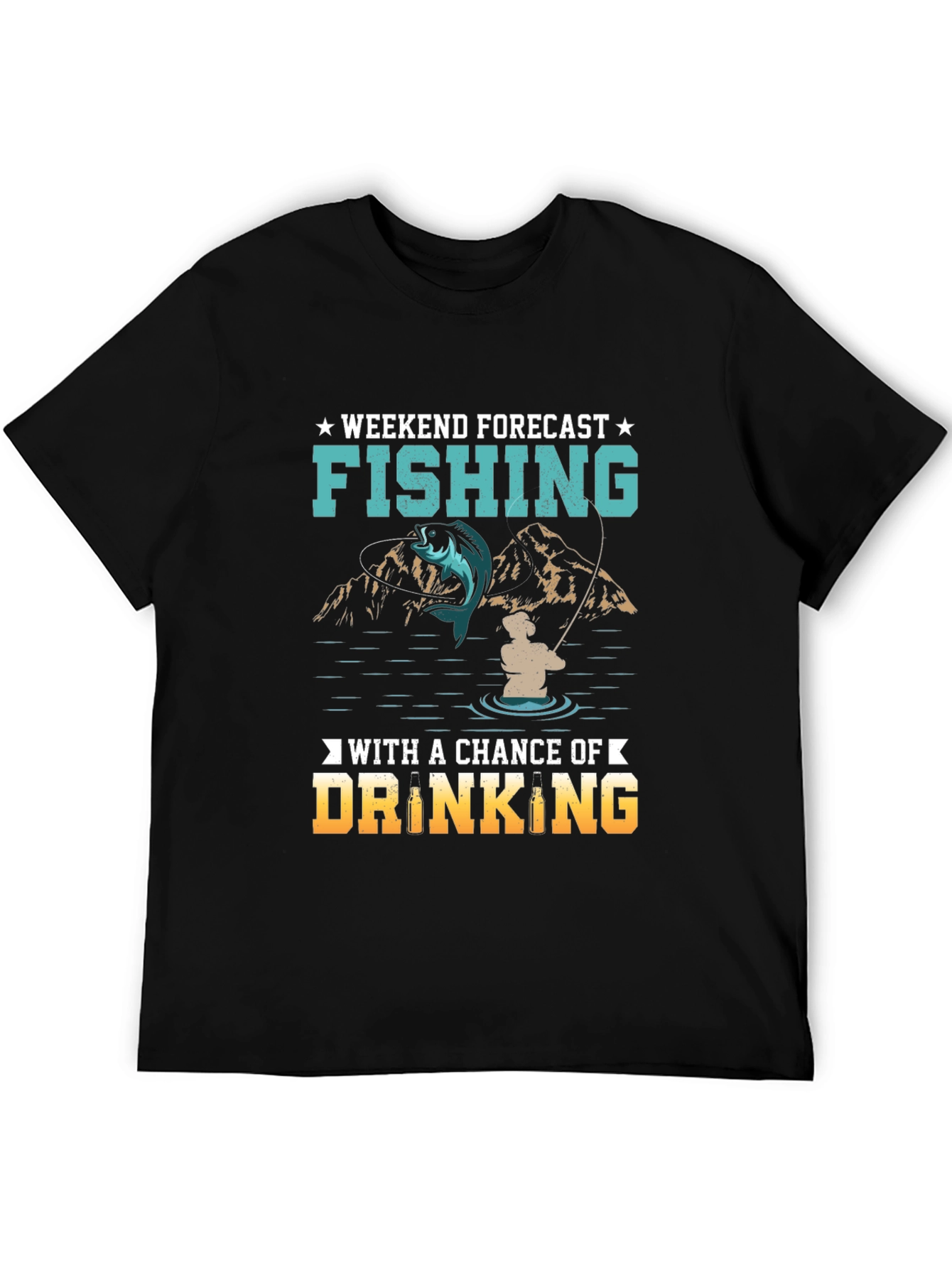 Black Fishing & Drinking Weekend Forecast T-Shirt view 5