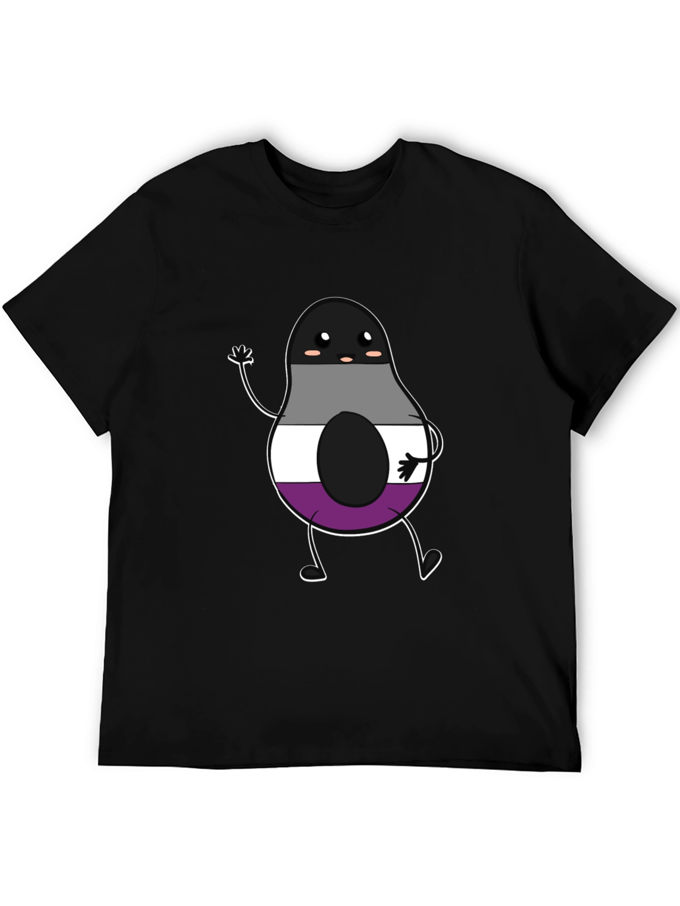 Black Asexual Pride Avocado Graphic T-Shirt view 5