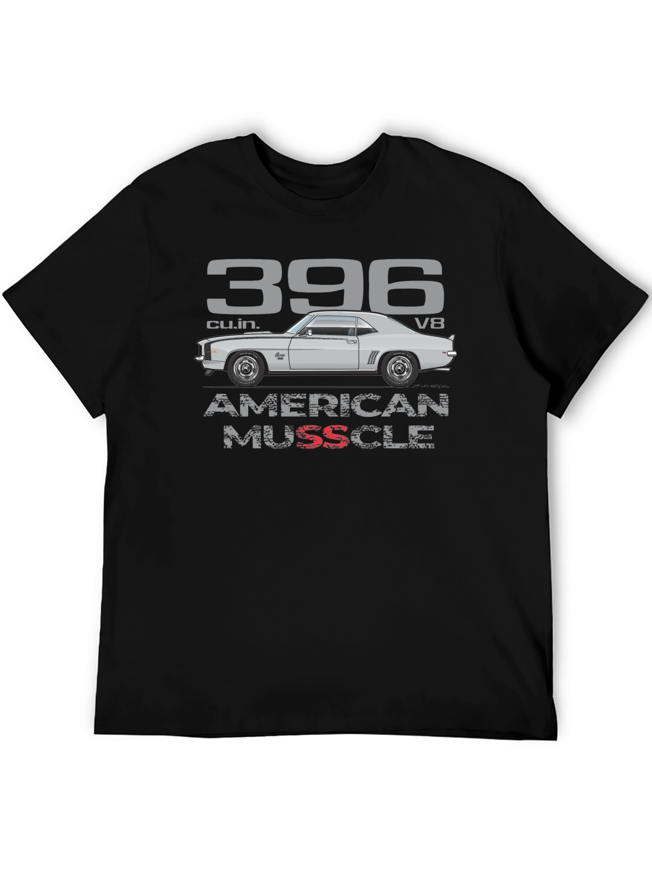 Black 396 American Muscle Car T-Shirt view 5
